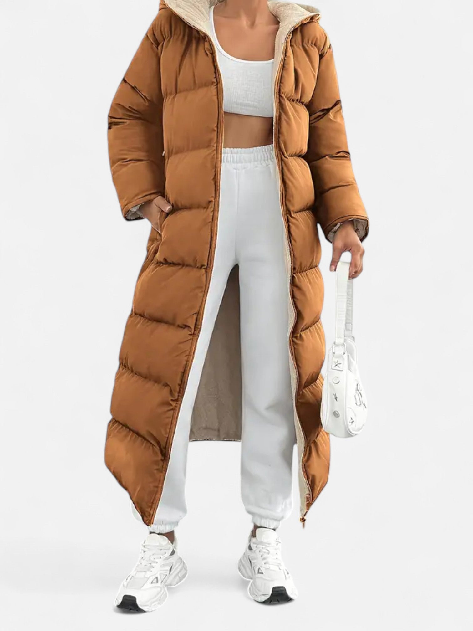 Maisonancien | Damski elegancki płaszcz puchowy z kapturem