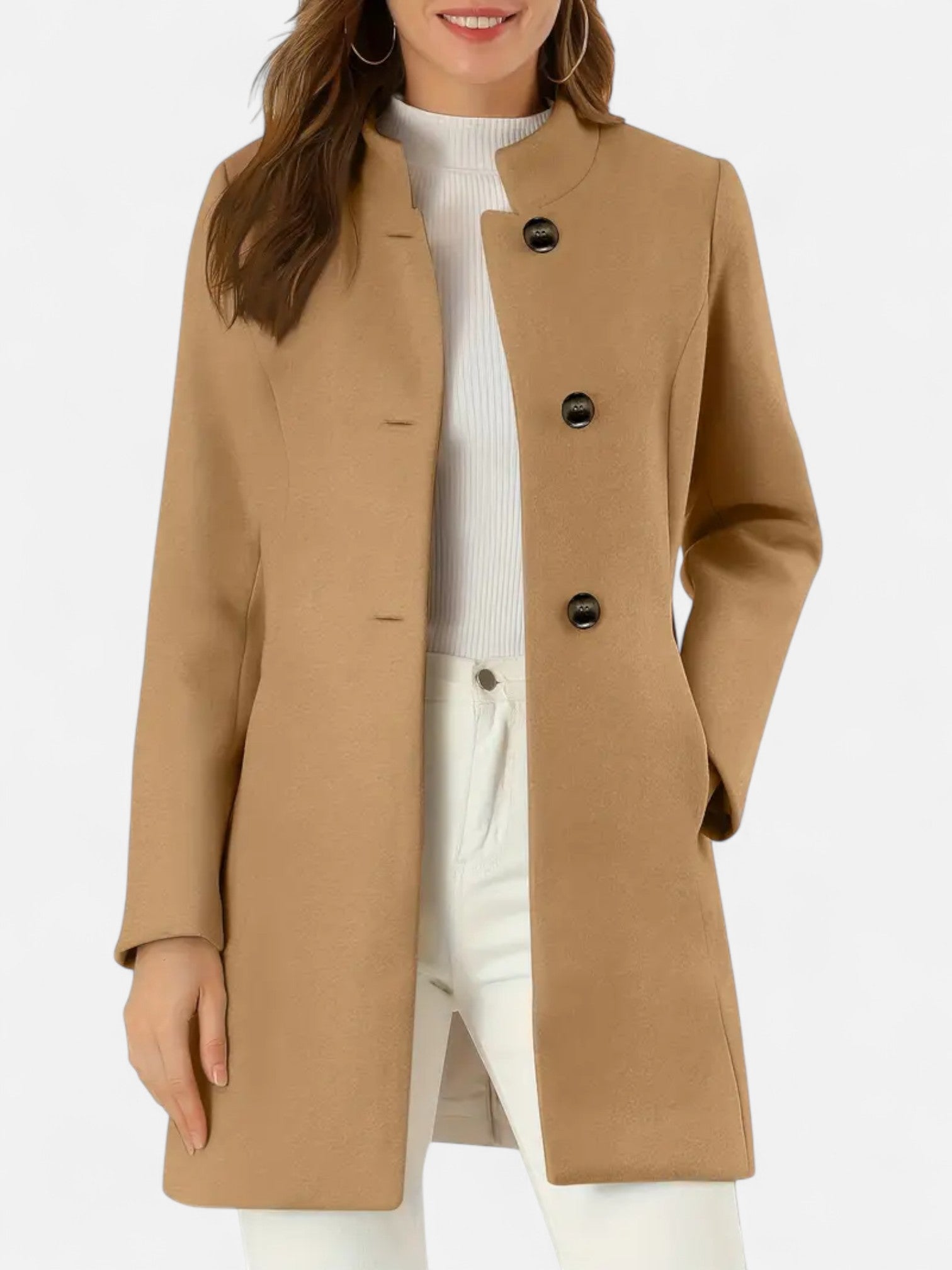 Maisonancien | Damski płaszcz z guzikami i kołnierzem mandaryńskim