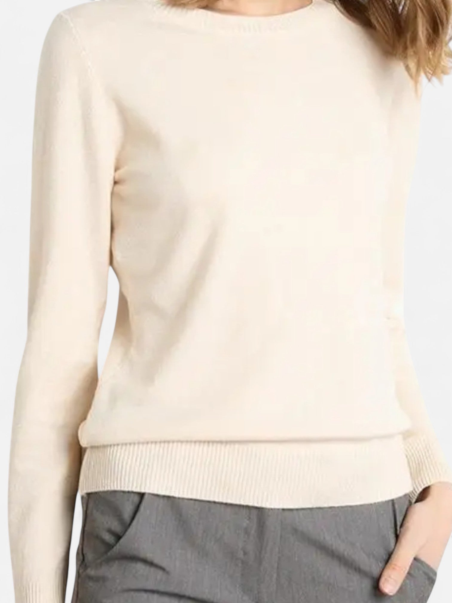 Maisonancien | Damski Sweter z Wełny Merino – O-Neck Pullover