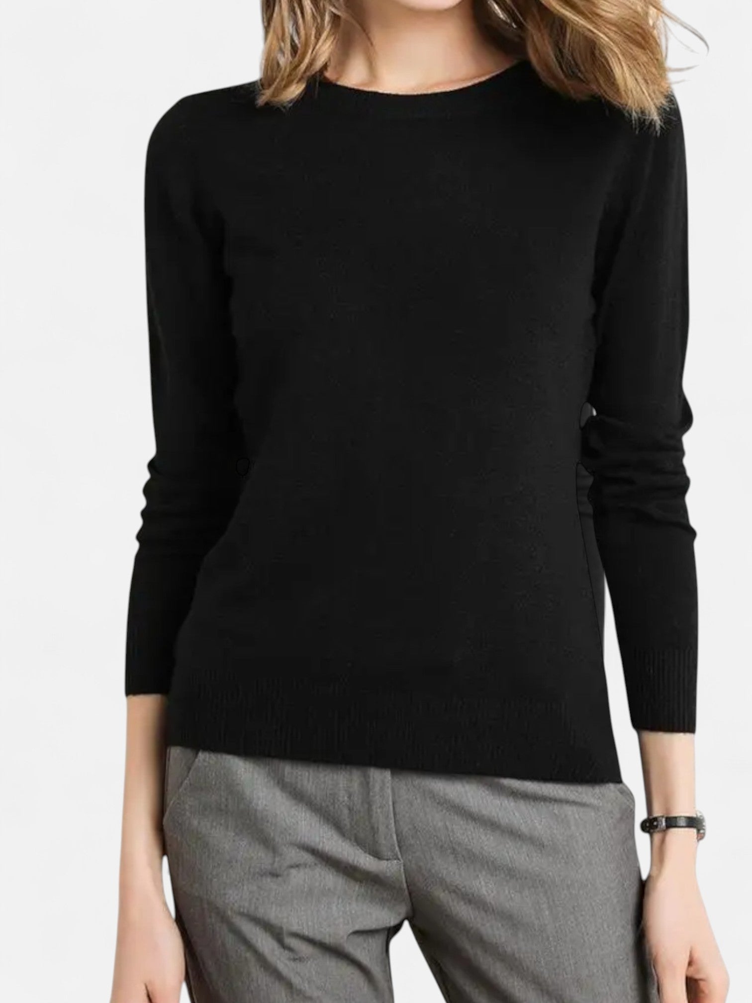 Maisonancien | Damski Sweter z Wełny Merino – O-Neck Pullover