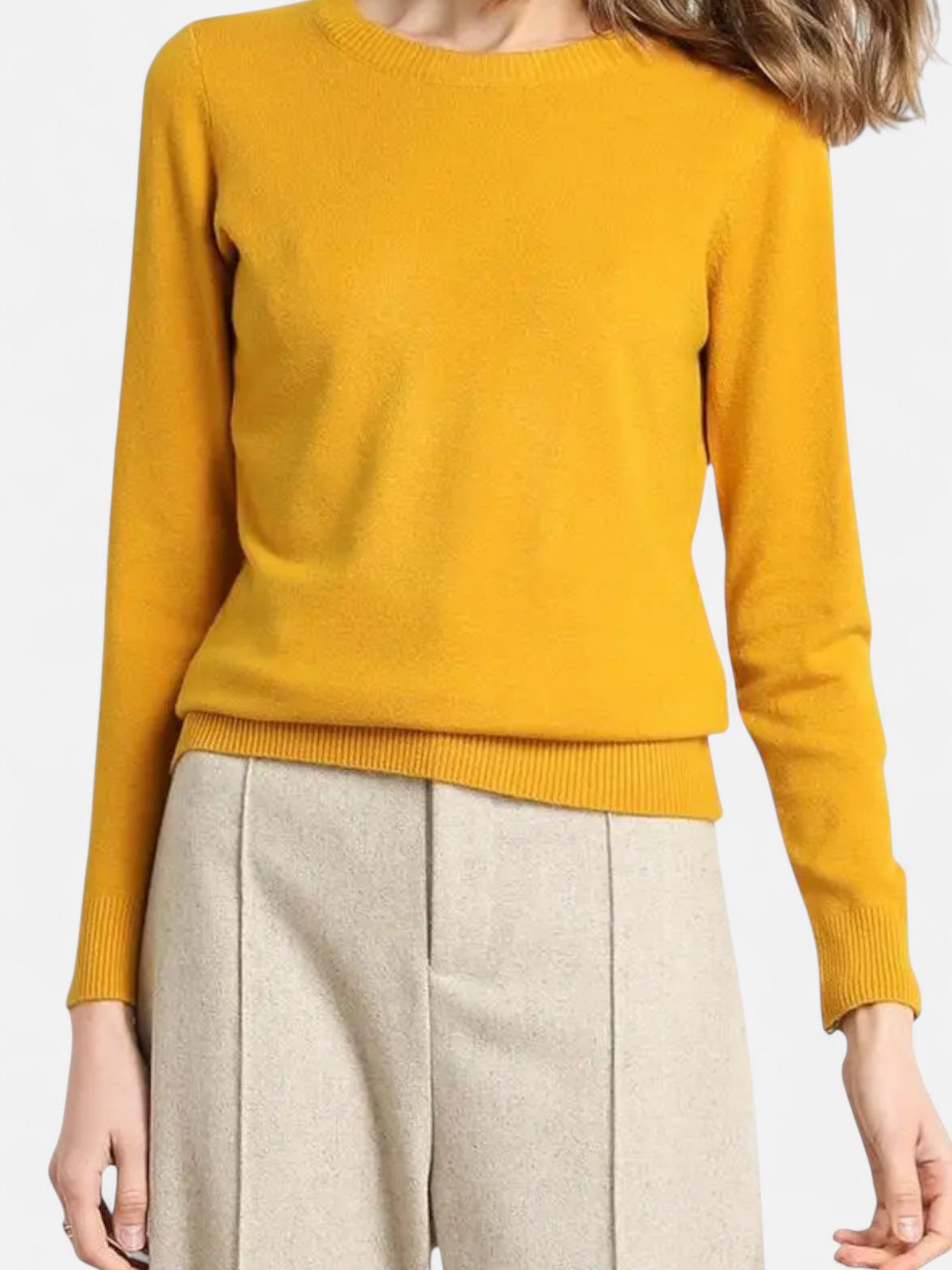 Maisonancien | Damski Sweter z Wełny Merino – O-Neck Pullover