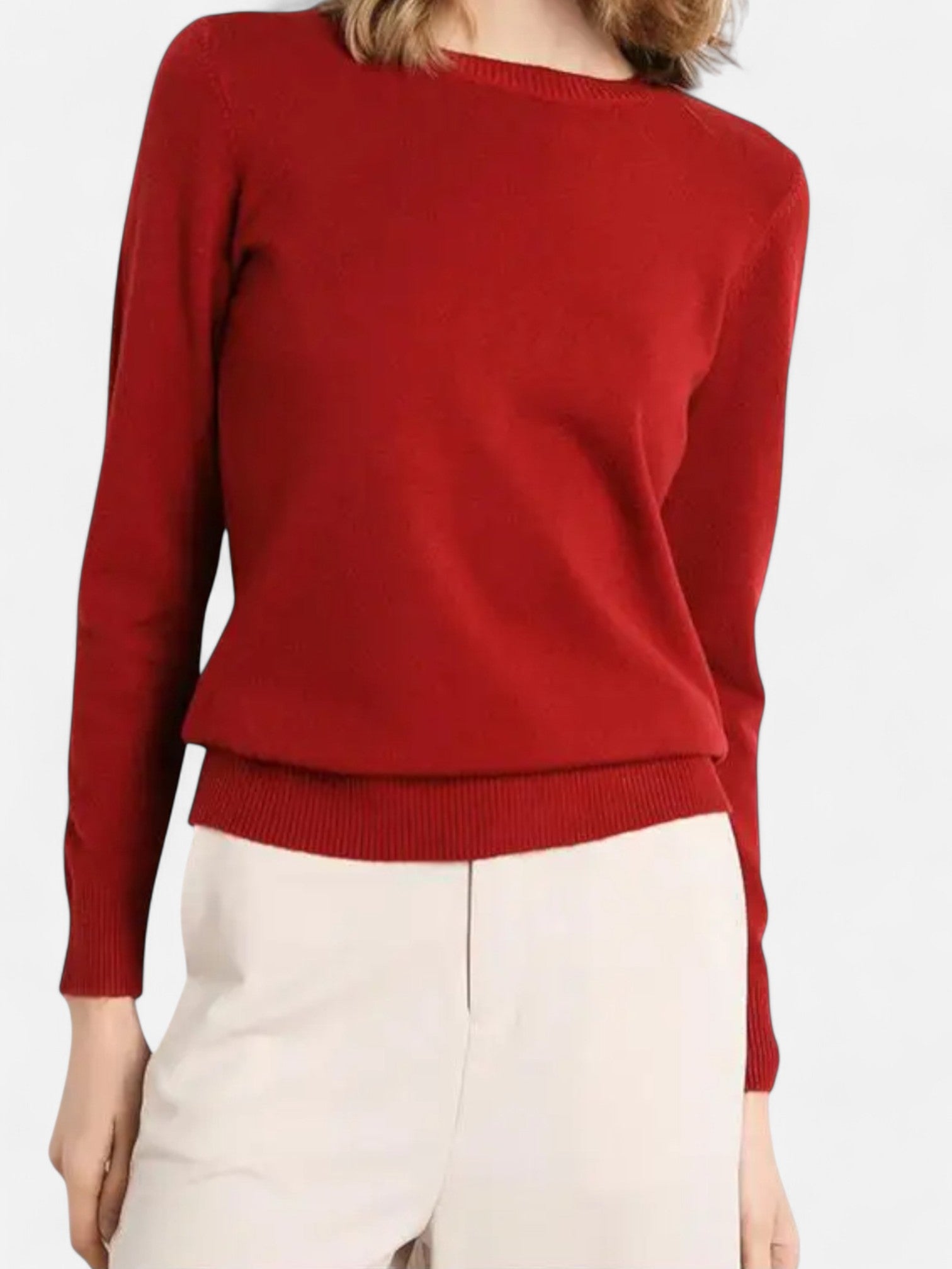 Maisonancien | Damski Sweter z Wełny Merino – O-Neck Pullover