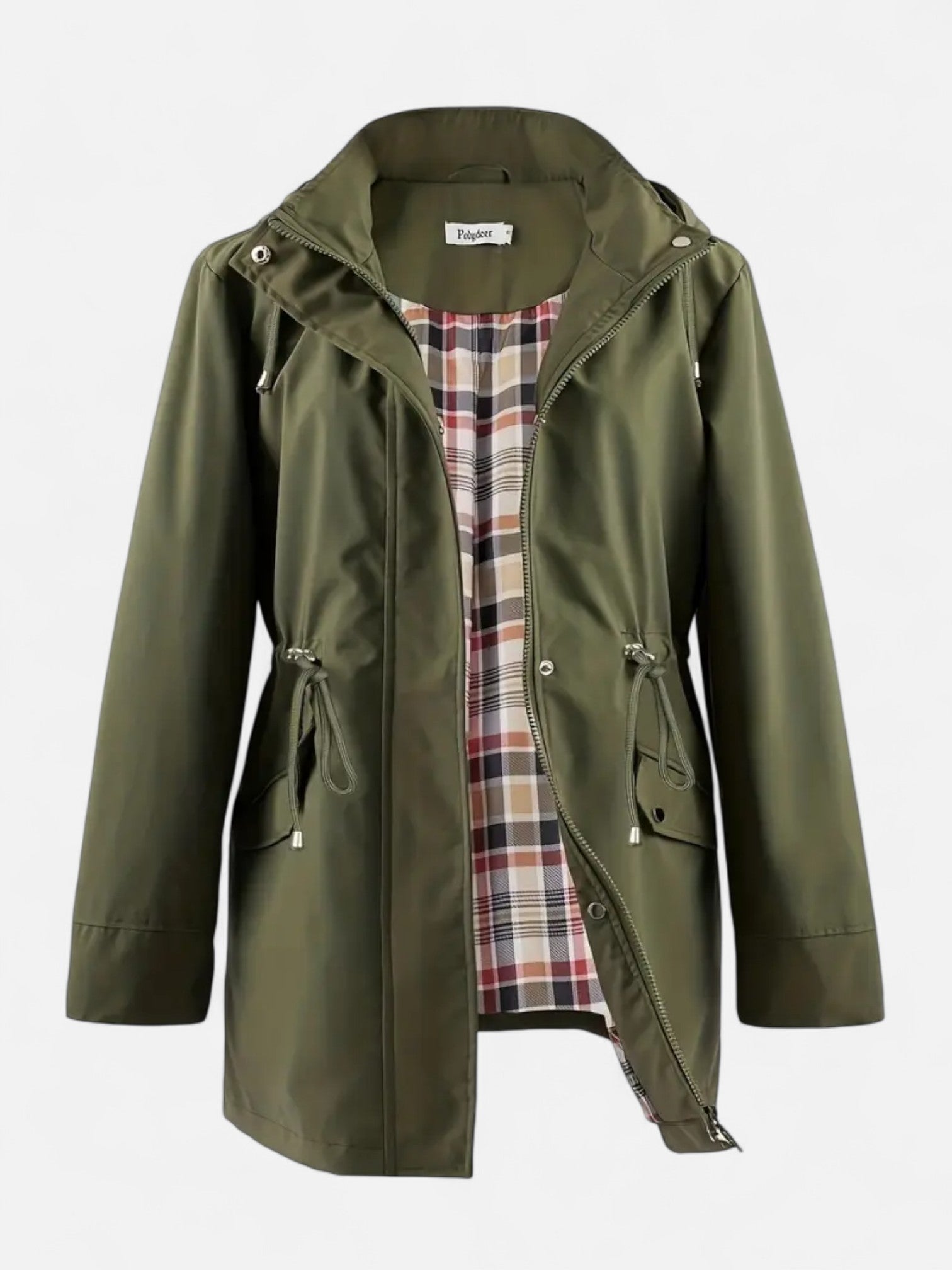 Maisonancien | Damski Płaszcz z Kapturem – Casual z Troczkiem w Pasie