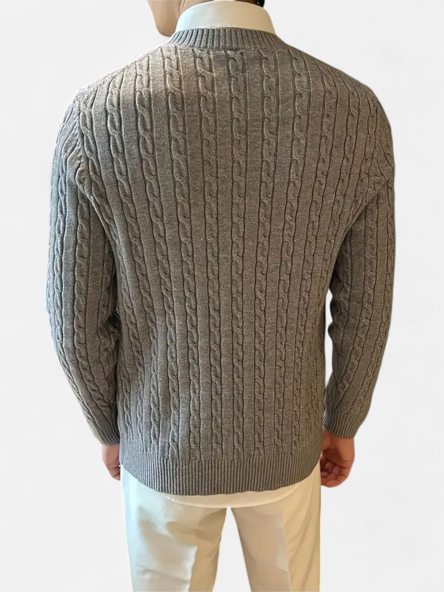Maisonancien | Męski Sweter Cable Knit – Klasyczny Crew Neck