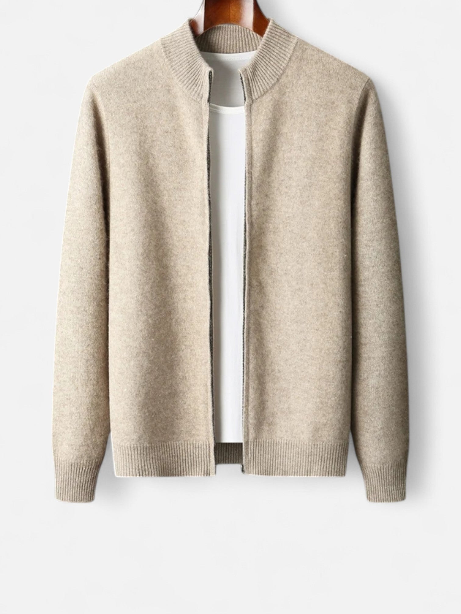 Maisonancien | Męski Sweter z Wełny Merino – Kardigan na Zamek z Kołnierzem