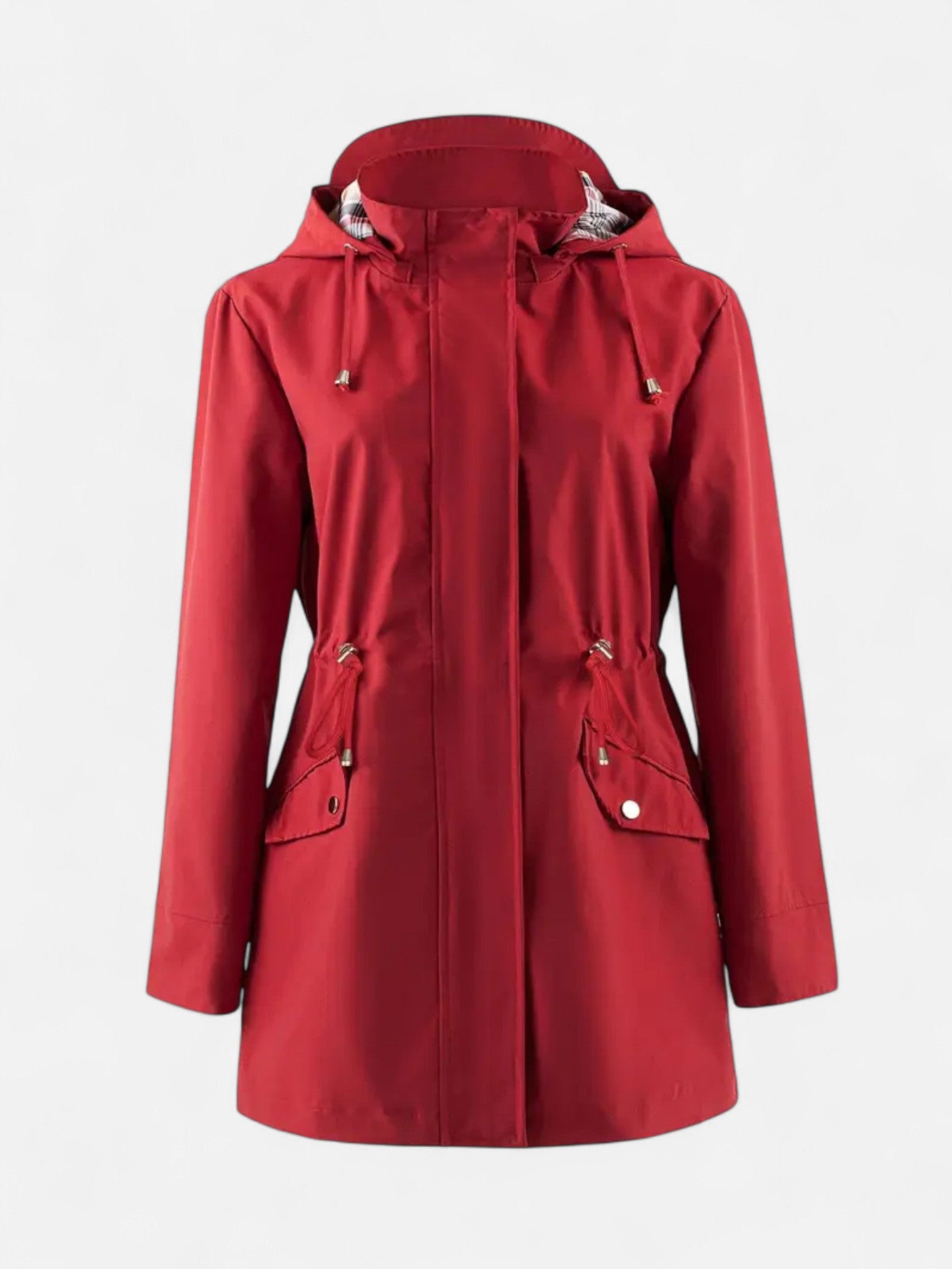 Maisonancien | Damski Płaszcz z Kapturem – Casual z Troczkiem w Pasie