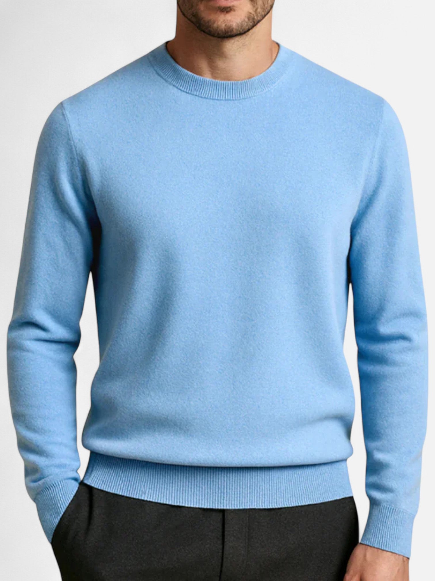 Maisonancien | Męski Klasyczny Sweter z Okrągłym Dekoltem – Dyskretna Elegancja