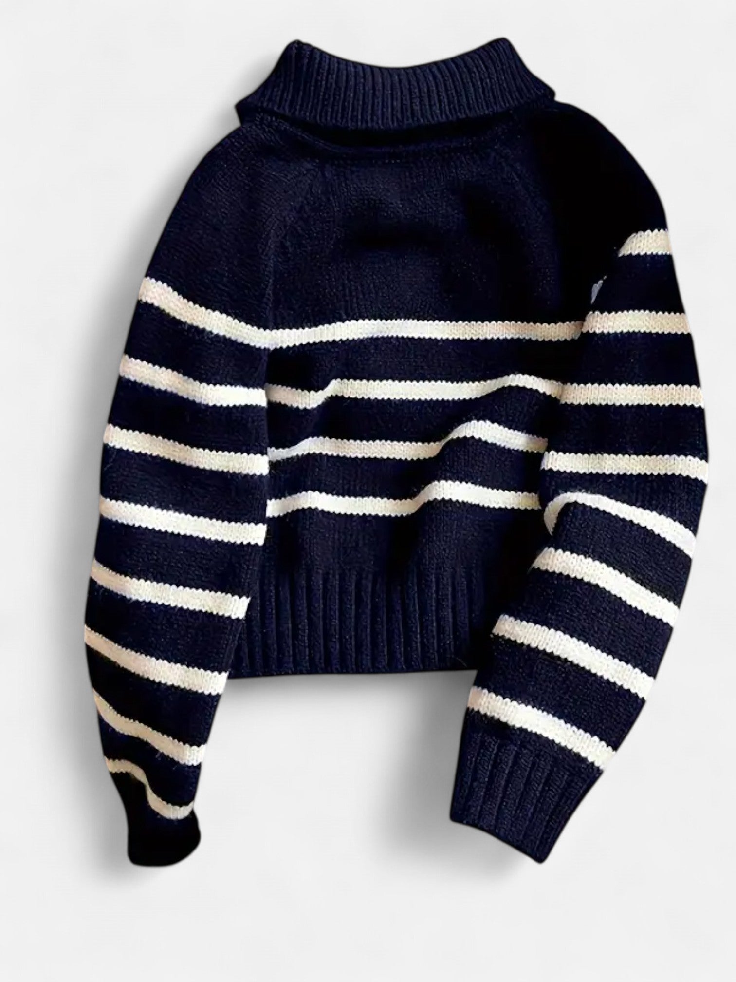 Maisonancien | Damski Sweter Half-Zip Turtleneck – Kontrastowy Kołnierz