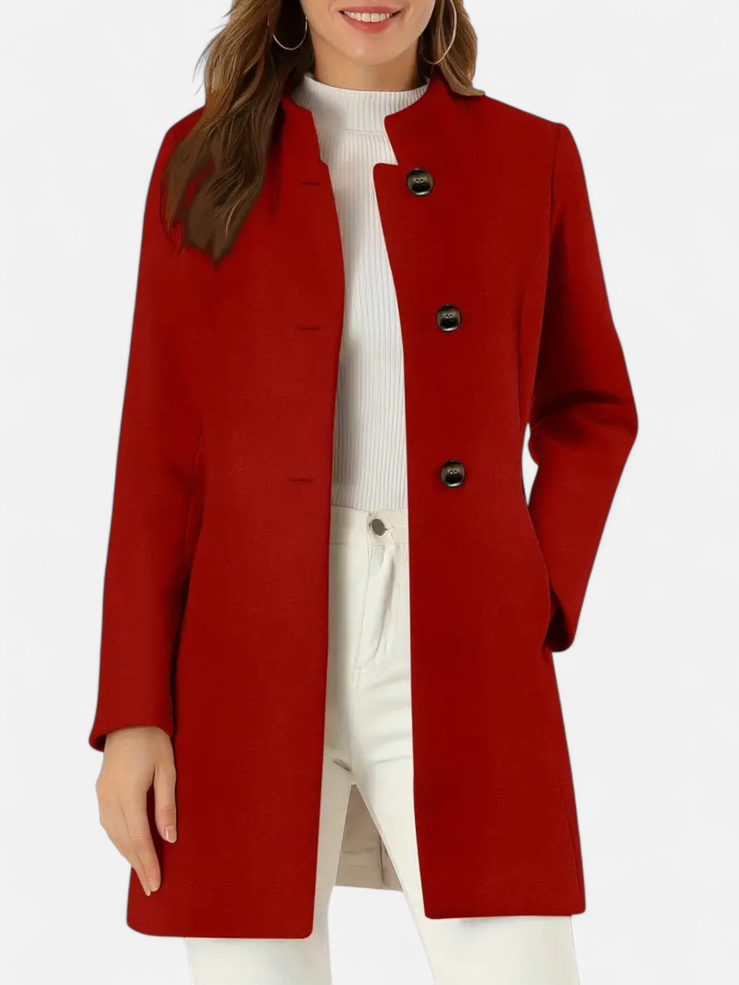 Maisonancien | Damski płaszcz z guzikami i kołnierzem mandaryńskim