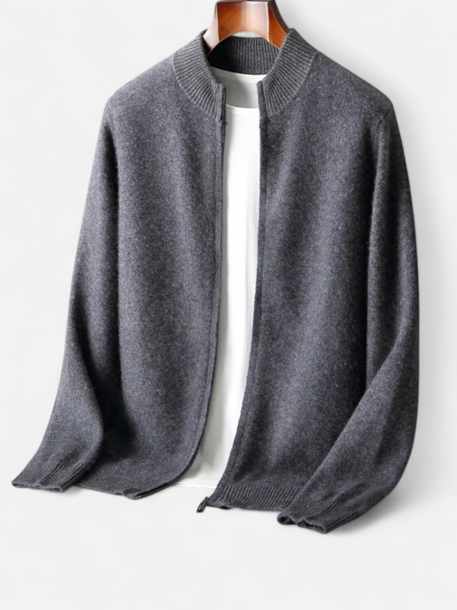 Maisonancien | Męski Sweter z Wełny Merino – Kardigan na Zamek z Kołnierzem