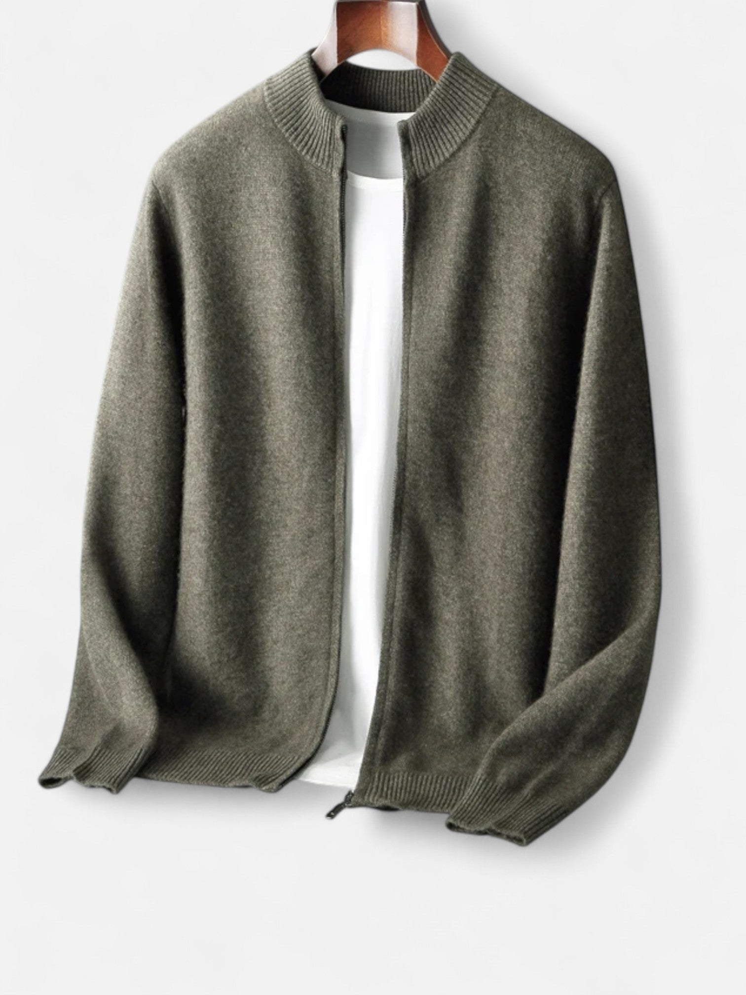 Maisonancien | Męski Sweter z Wełny Merino – Kardigan na Zamek z Kołnierzem