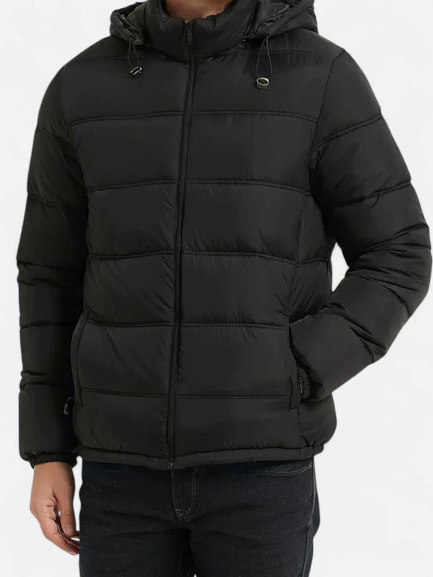 Maisonancien | Męska Kurtka Casual – Czarna z Kapturem i Zamkiem