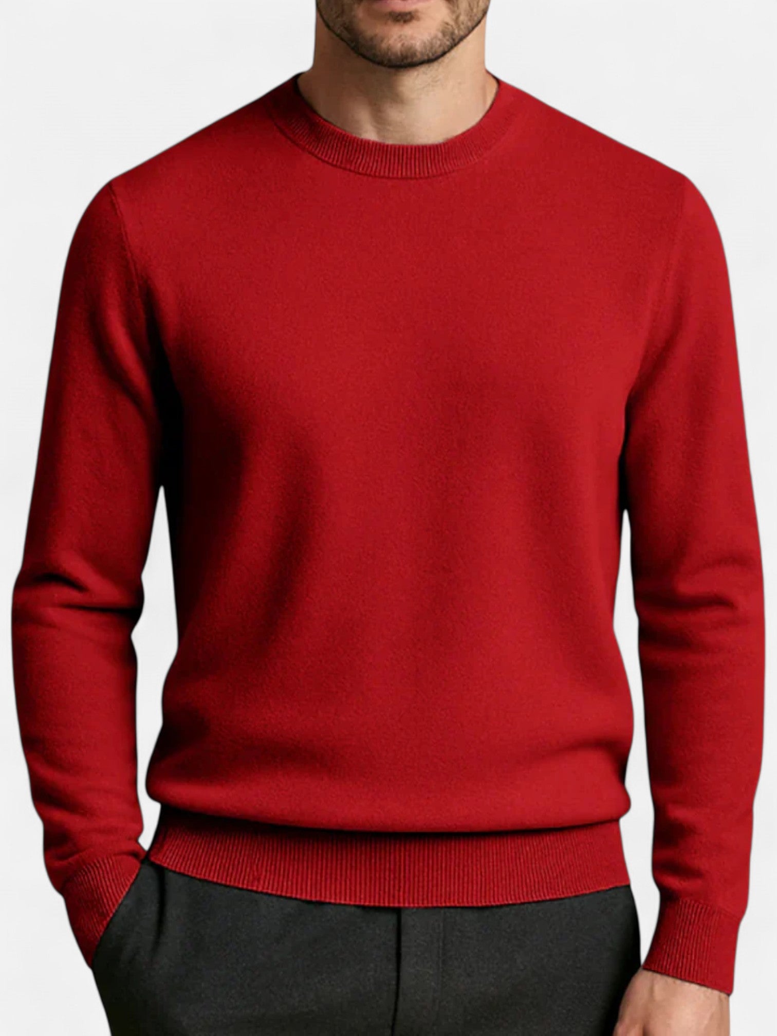 Maisonancien | Męski Klasyczny Sweter z Okrągłym Dekoltem – Dyskretna Elegancja