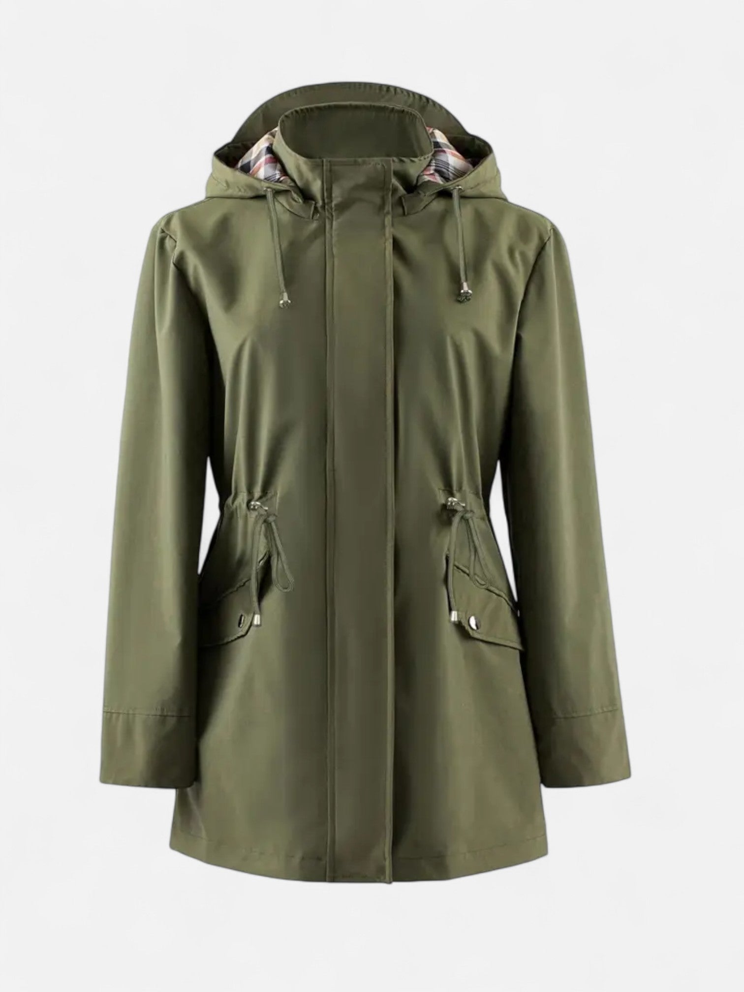 Maisonancien | Damski Płaszcz z Kapturem – Casual z Troczkiem w Pasie