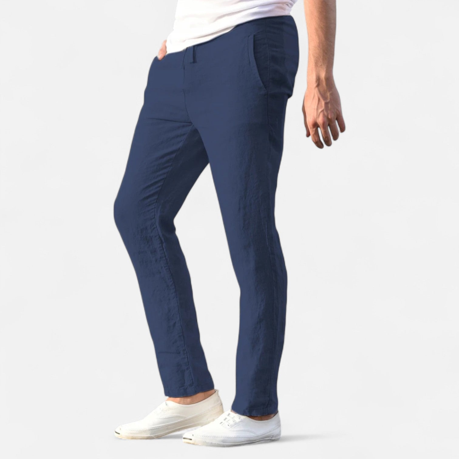 Maisonancien | Mężczyzna Casual Spodnie Ankle-Length z Elastycznym Pasem