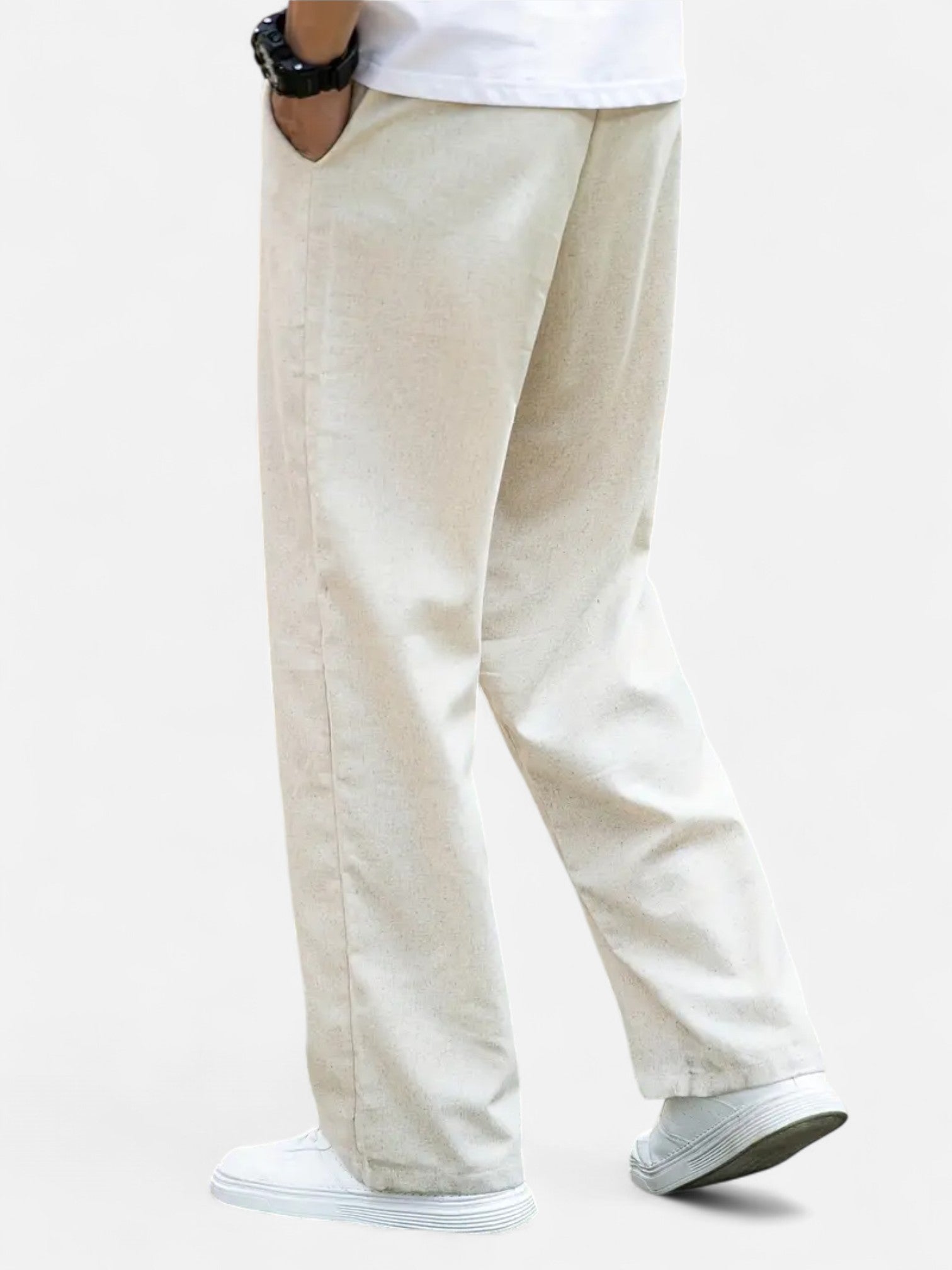 Maisonancien | Męskie Lniane Spodnie Casual – Prosty Krój, Całoroczne