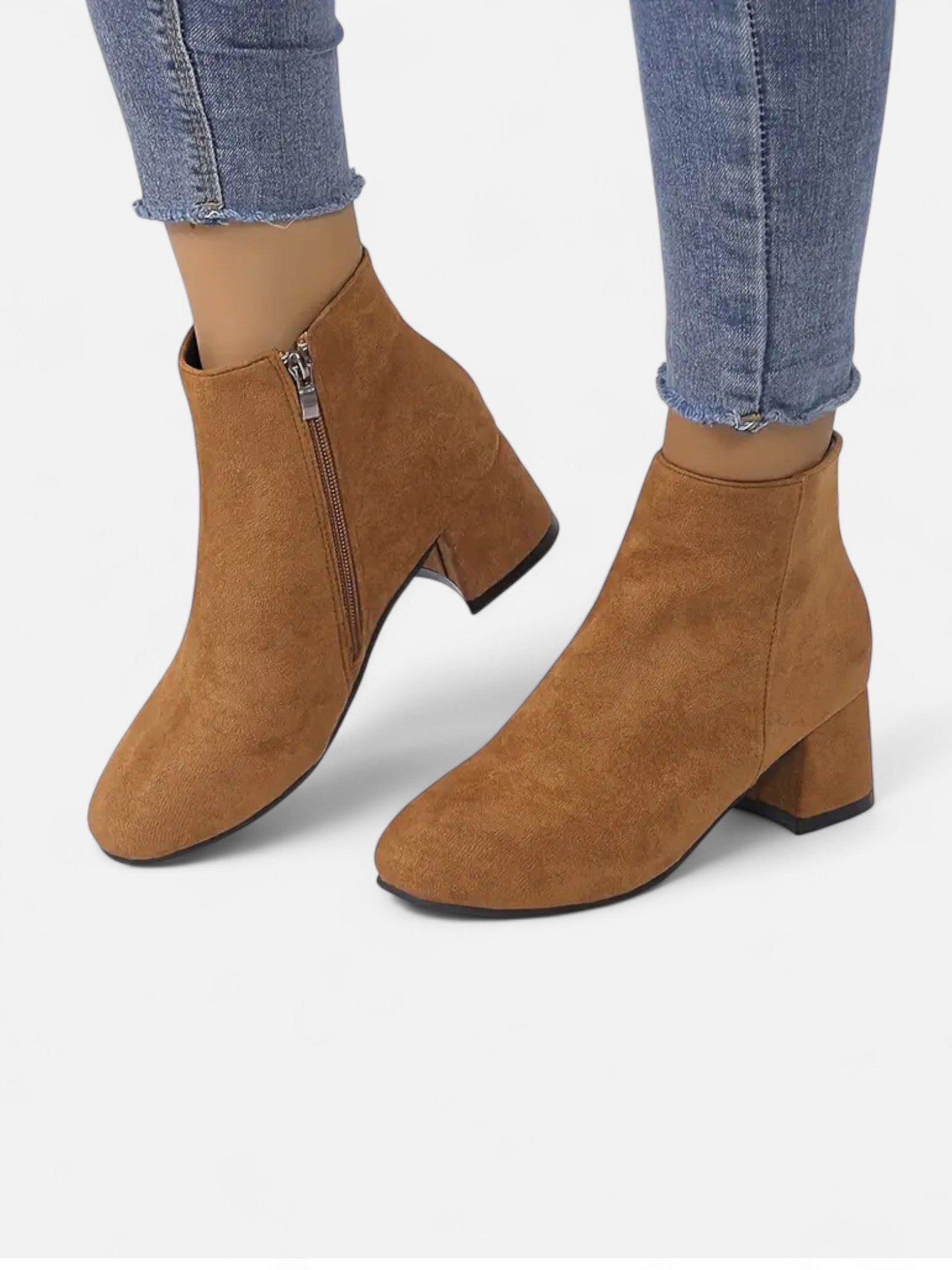 Maisonancien | Damskie Botki na Obcasie – Klasyczna Krótka Forma z Zamkiem