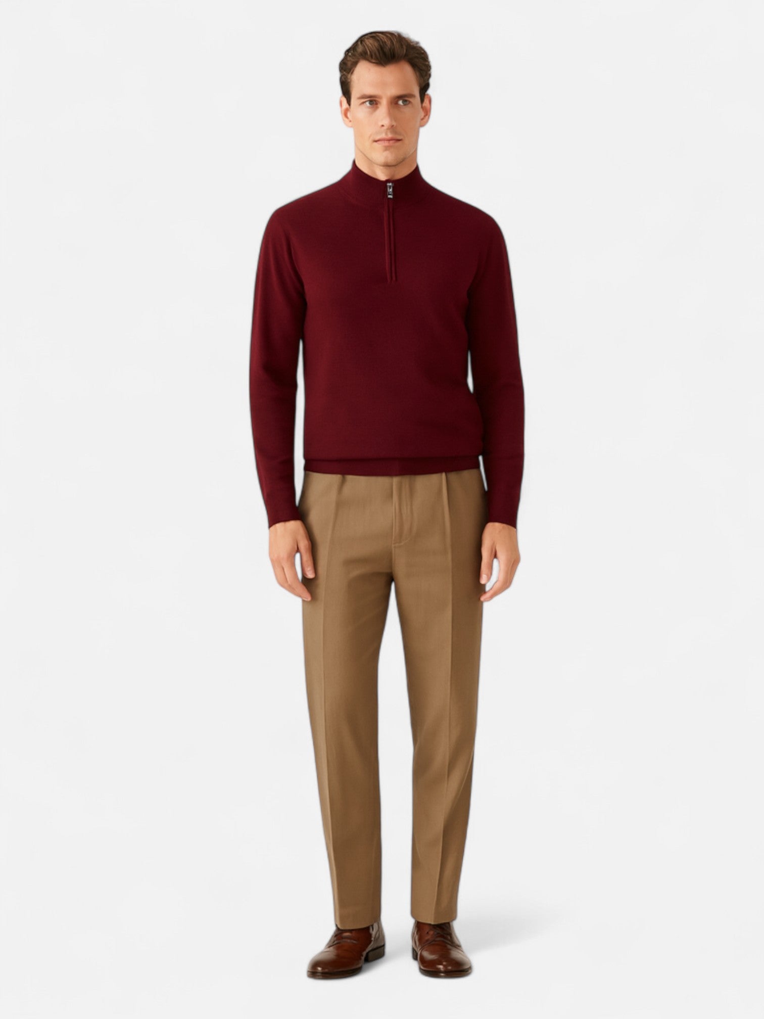 Maisonancien | Męski Sweter z Wełny Merino – Półgolf Loose Fit