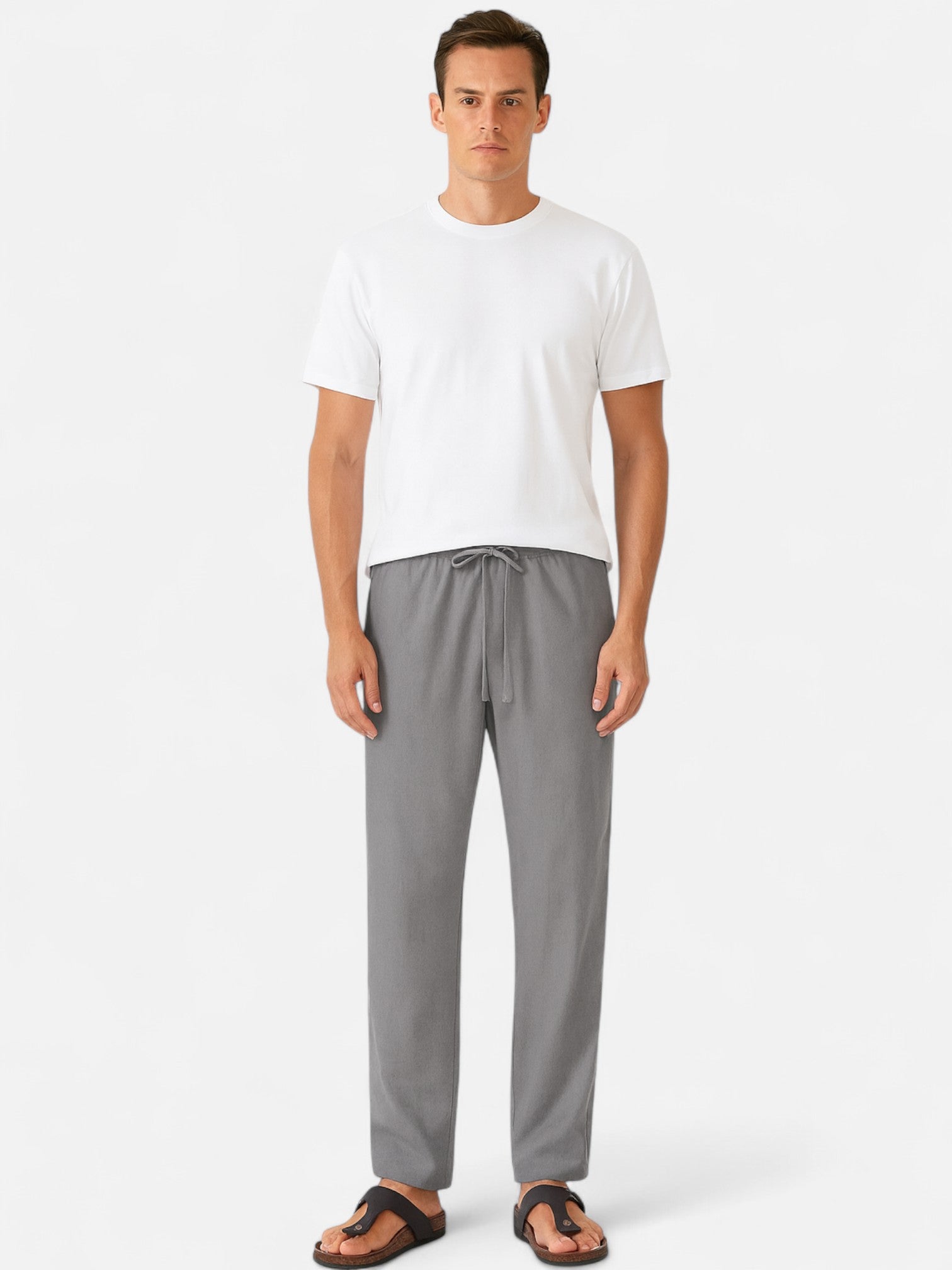 Maisonancien | Męskie Lniane Spodnie Casual – Prosty Krój, Całoroczne