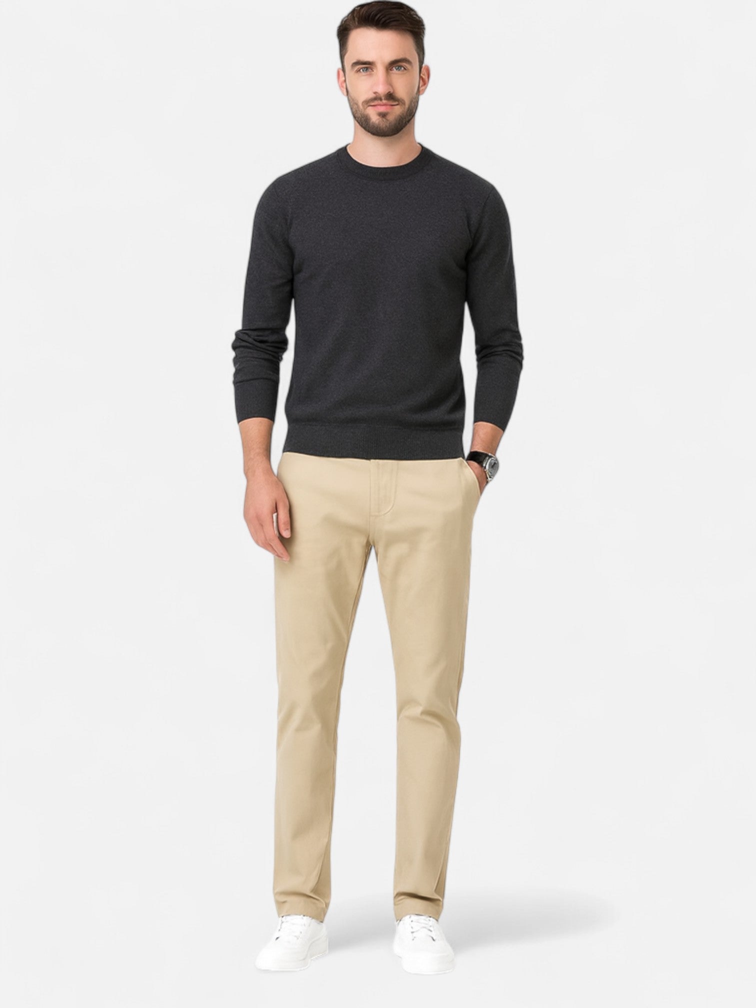 Maisonancien | Męskie Spodnie Chino – Bawełniane Straight Fit