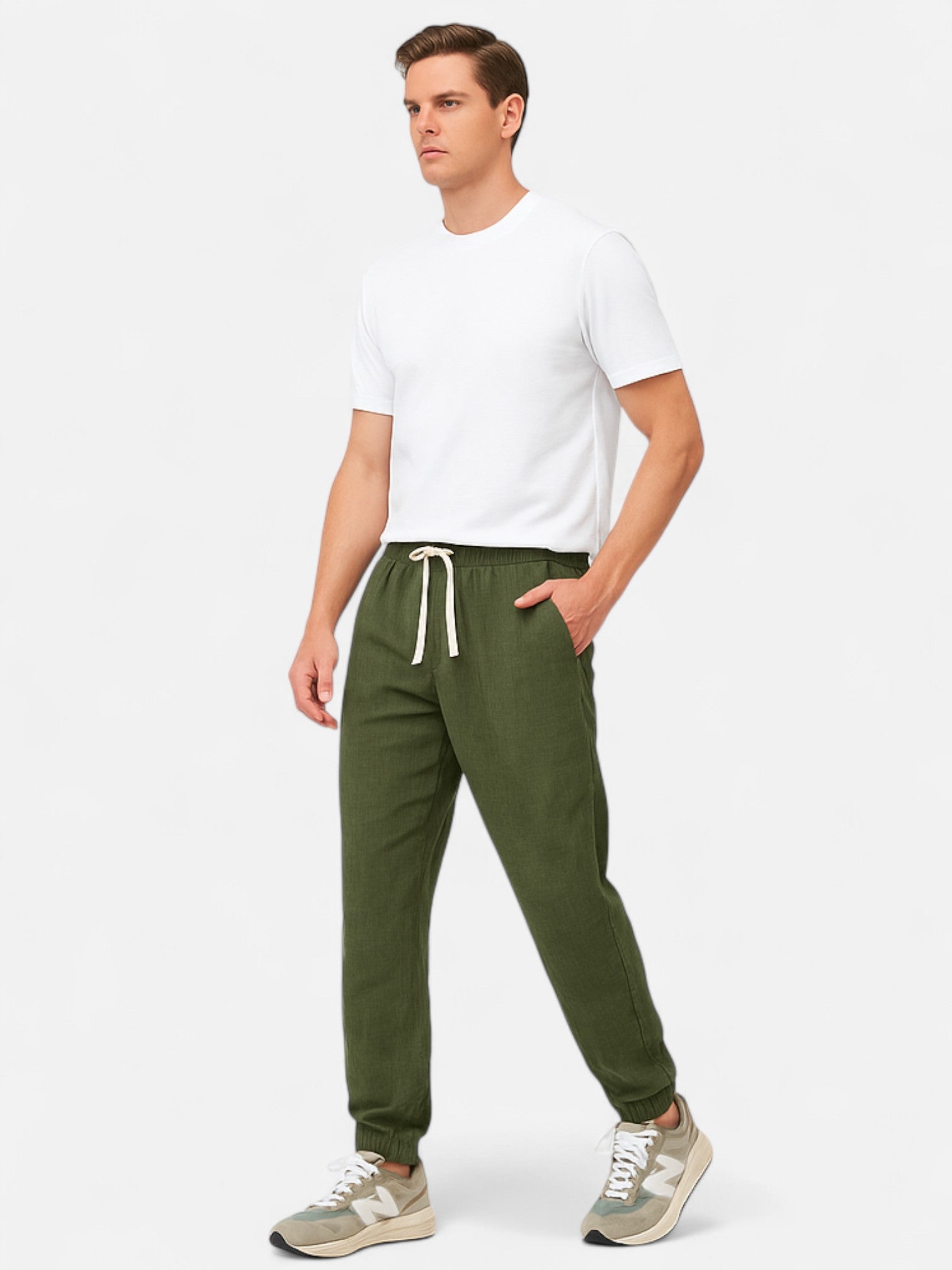 Maisonancien | Męskie Lniane Joggersy – Casual Komfort Całoroczny