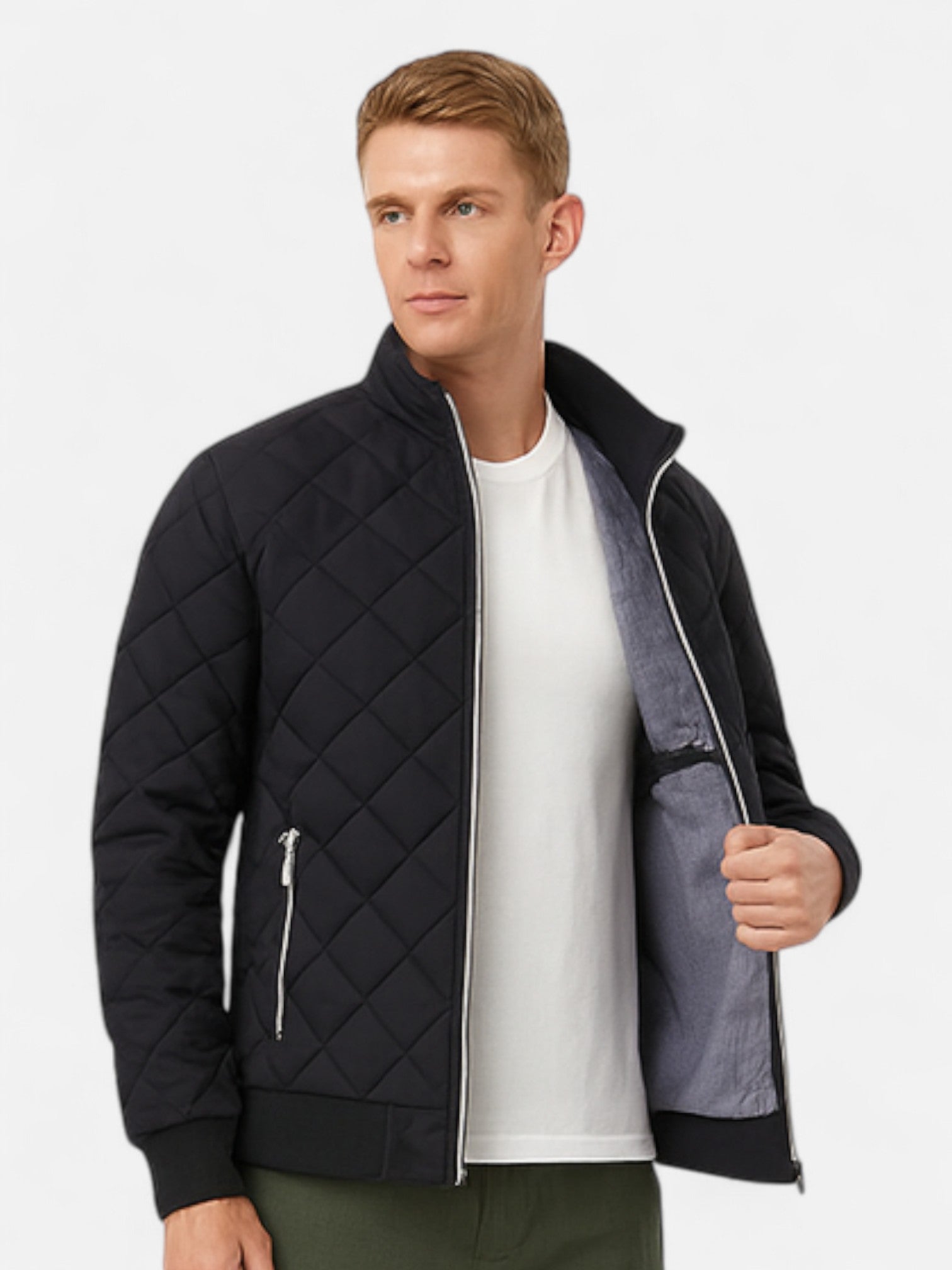 Maisonancien | Męska Kurtka Pikowana – Zimowa z Podszyciem Polarowym