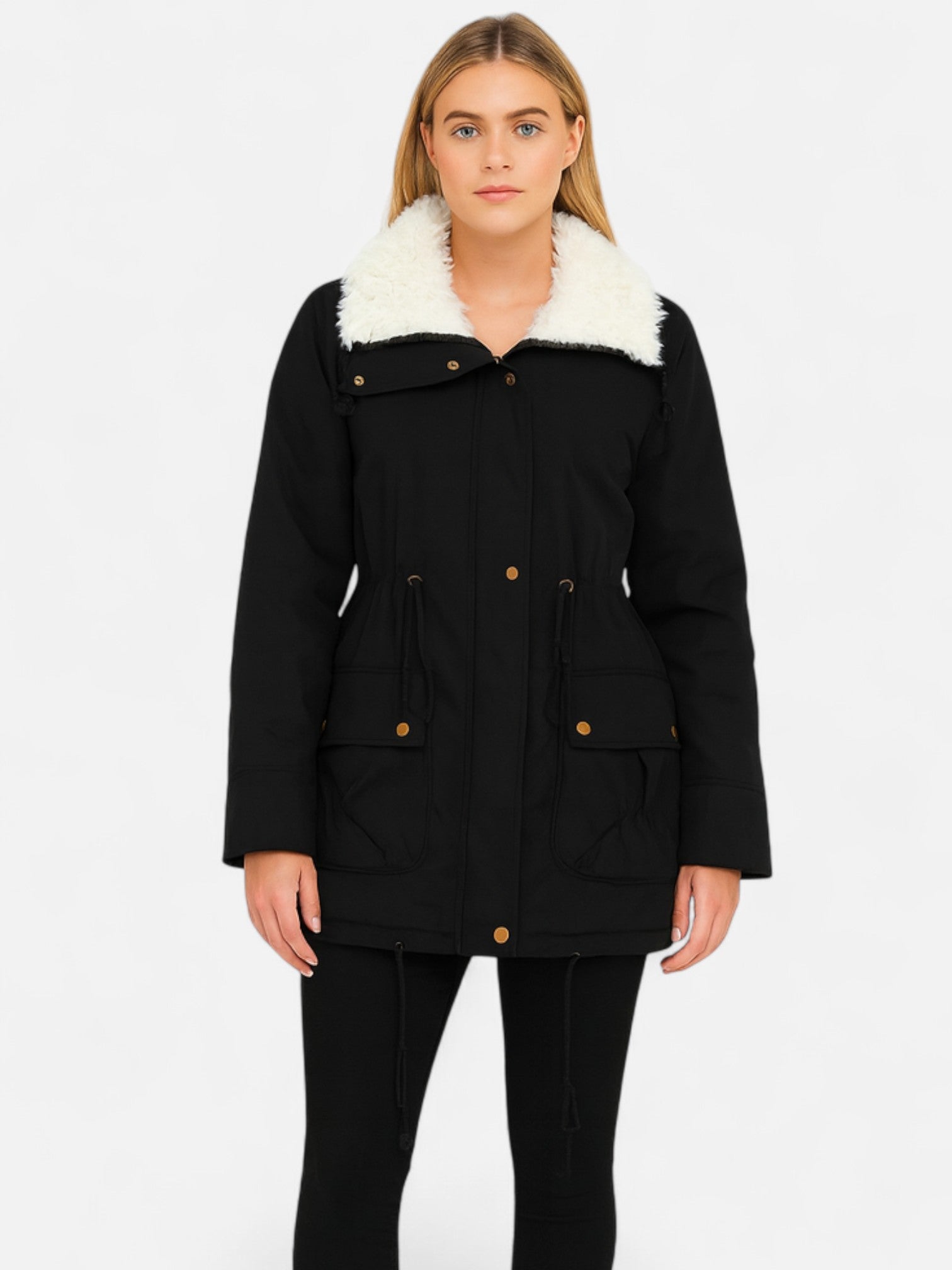 Maisonancien | Damska Parka Midi – Casual z Troczkiem w Pasie