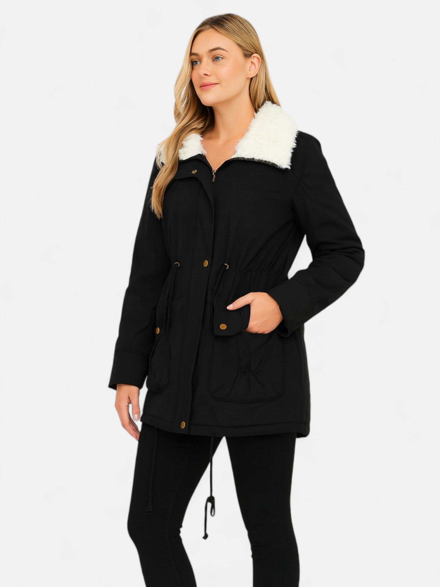 Maisonancien | Damska Parka Midi – Casual z Troczkiem w Pasie