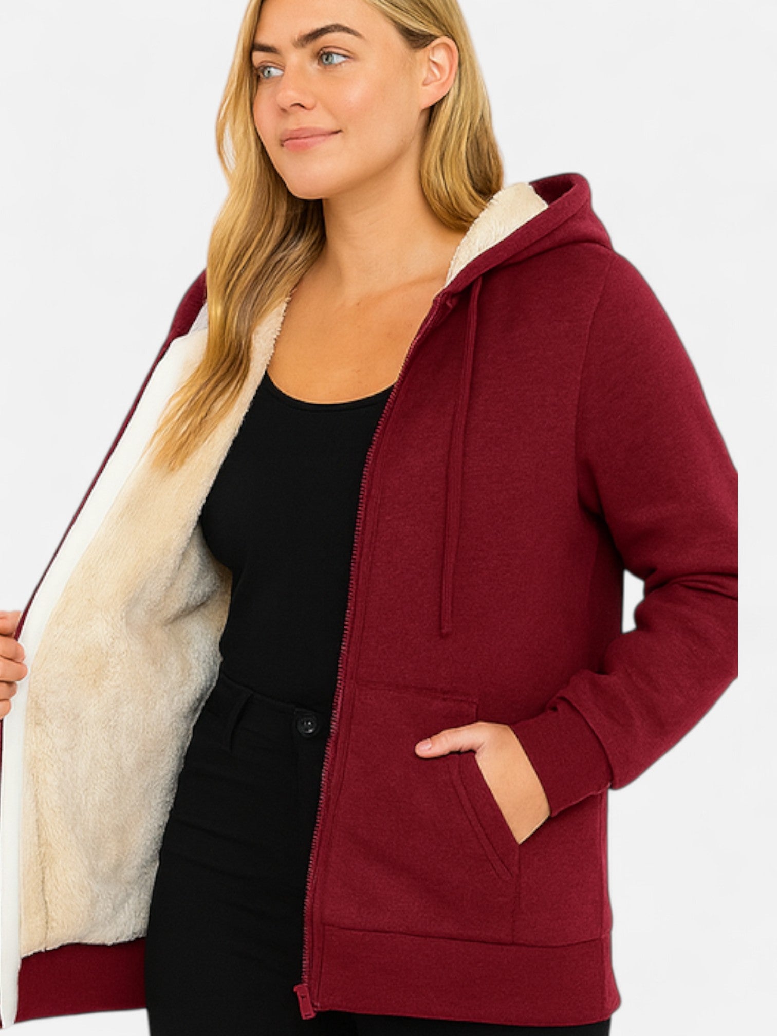 Maisonancien | Damska Kurtka Zimowa Oversize – Futerkowe Podszycie i Kaptur