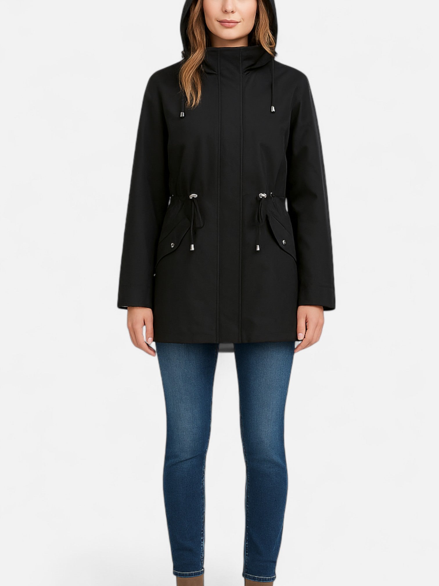 Maisonancien | Damski Płaszcz z Kapturem – Casual z Troczkiem w Pasie