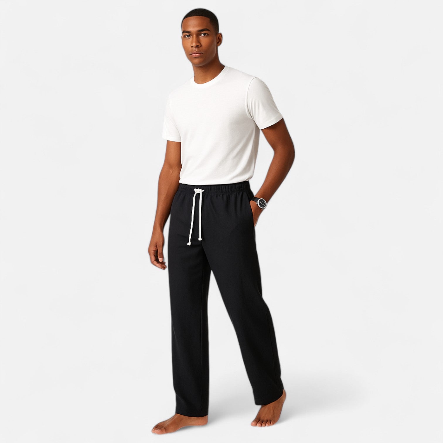 Maisonancien | Męskie spodnie lin & coton – nadmorski minimalizm