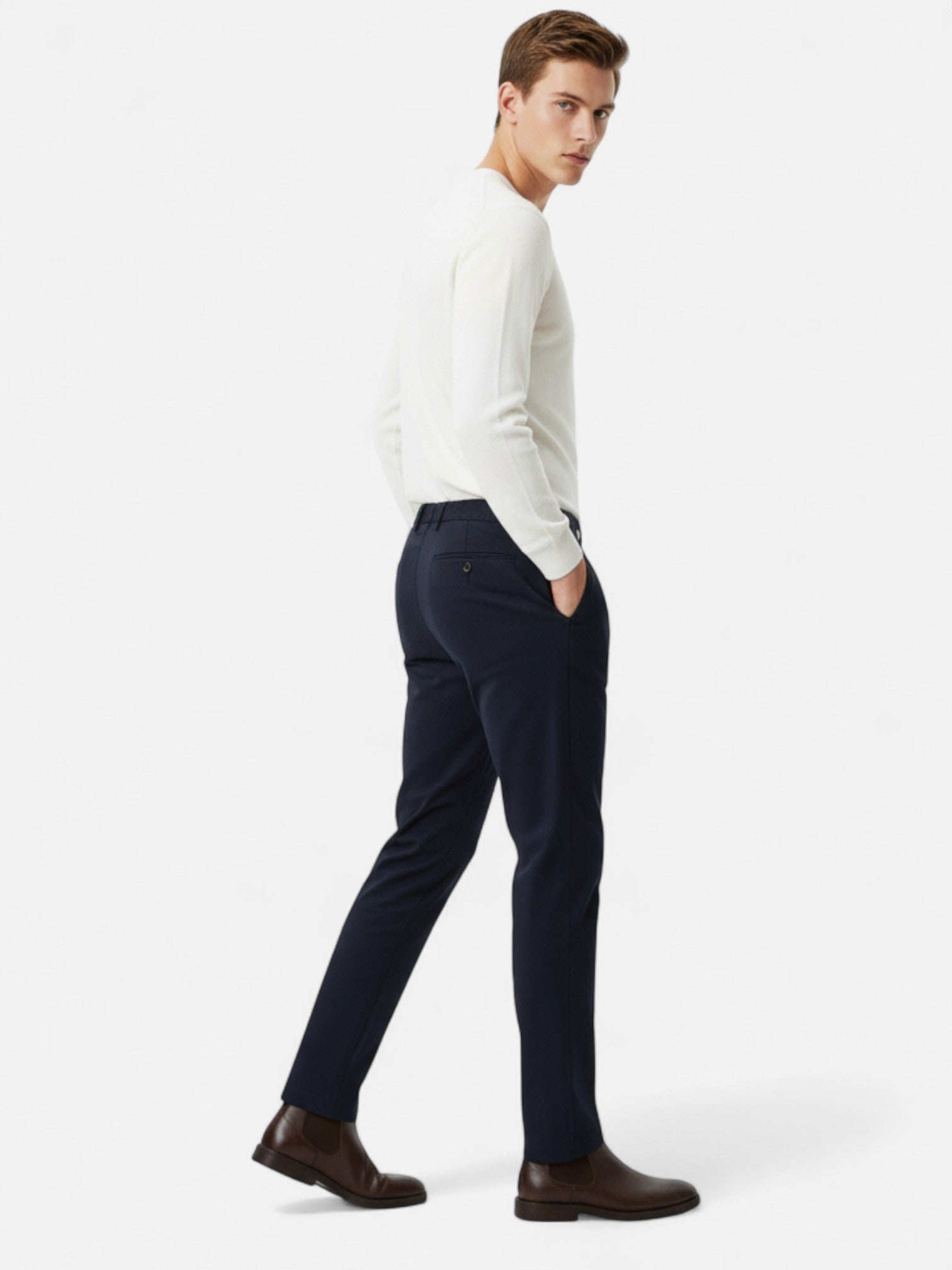 Maisonancien | Męskie spodnie casual z ociepleniem polarowym