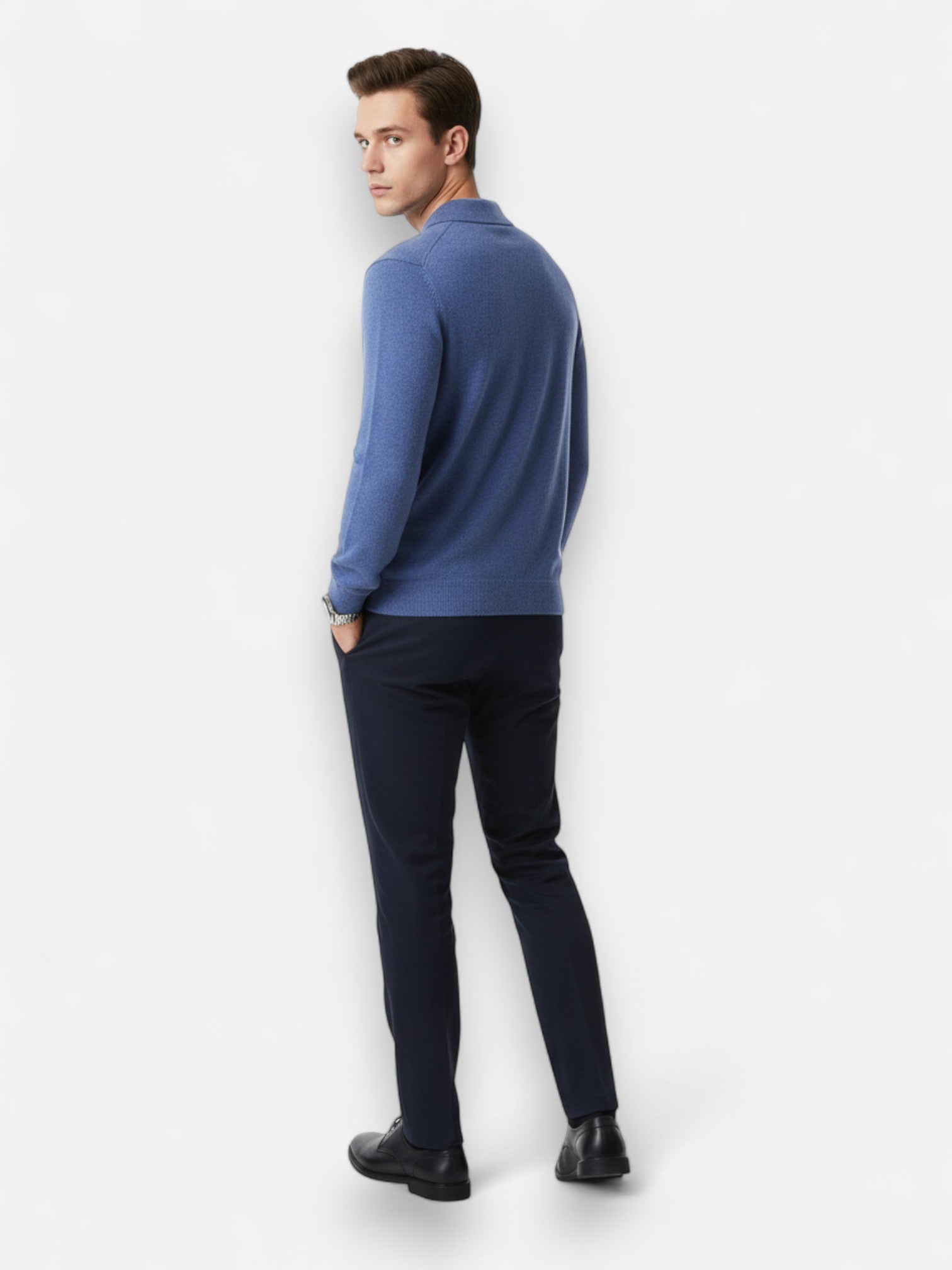 Maisonancien | Męski wełniany sweter polo z kaszmirem