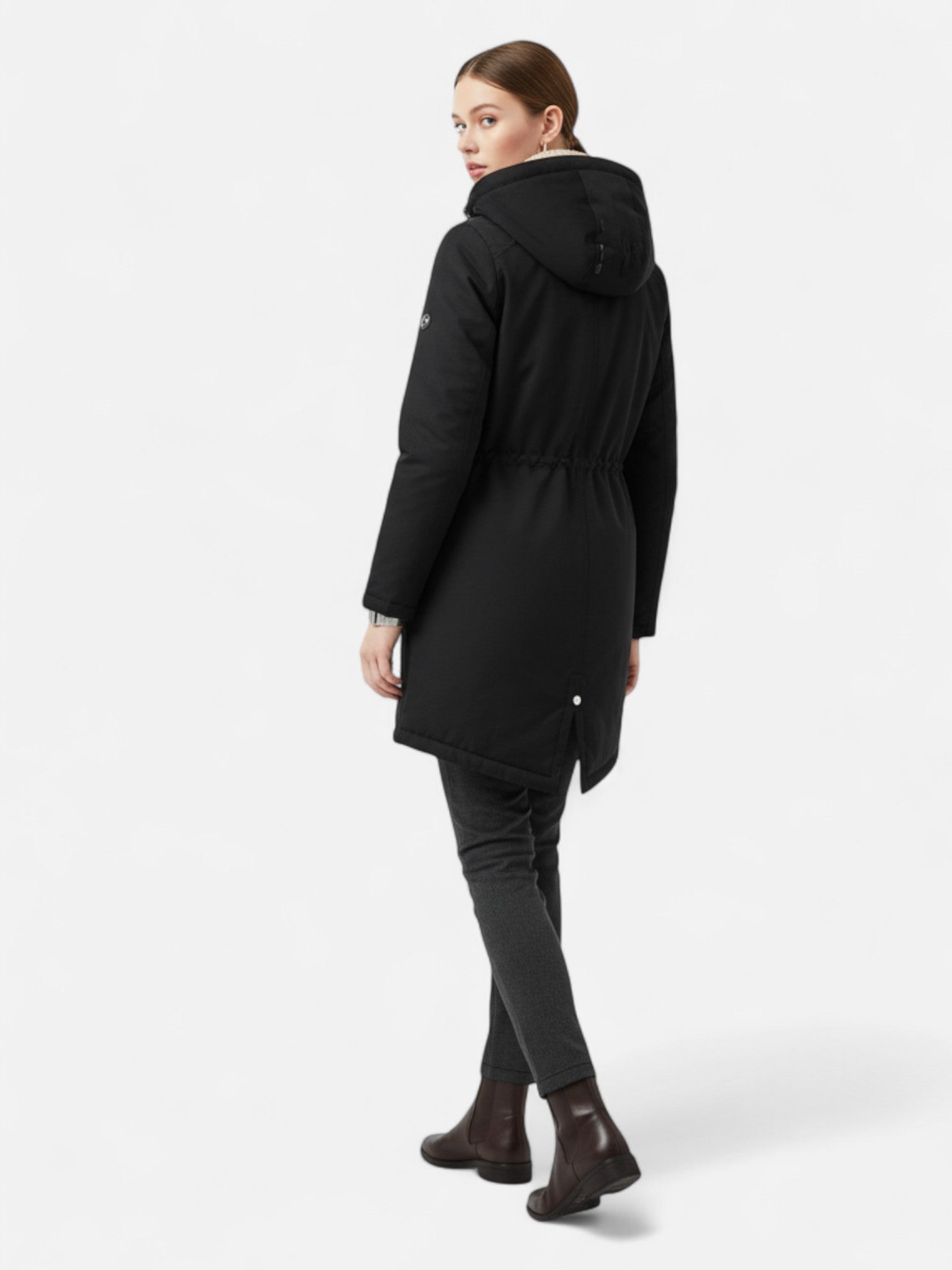 Maisonancien | Damski zimowy płaszcz z kapturem i kieszeniami