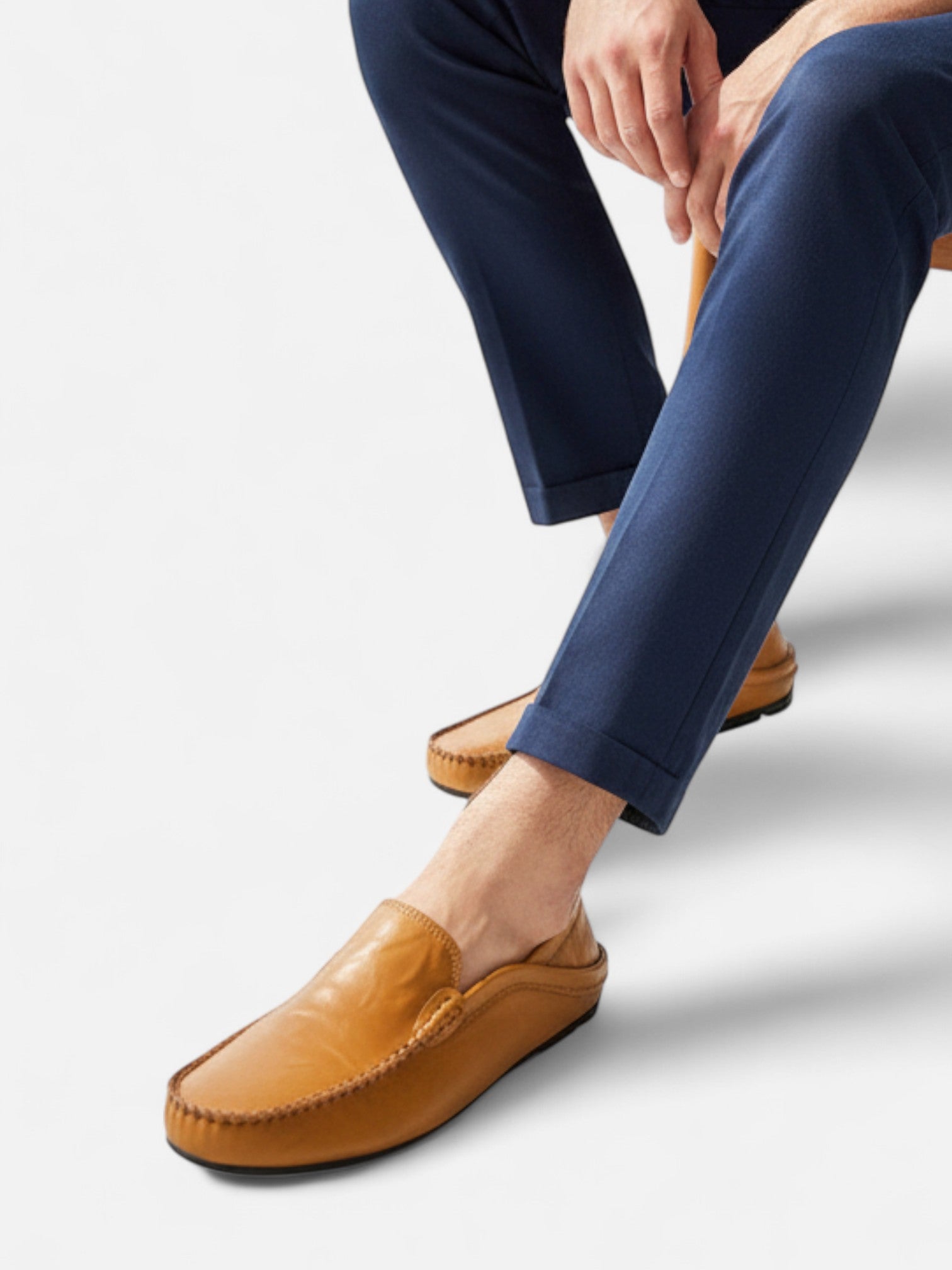 Maisonancien | Męskie letnie loafersy z perforacją ze skóry PU