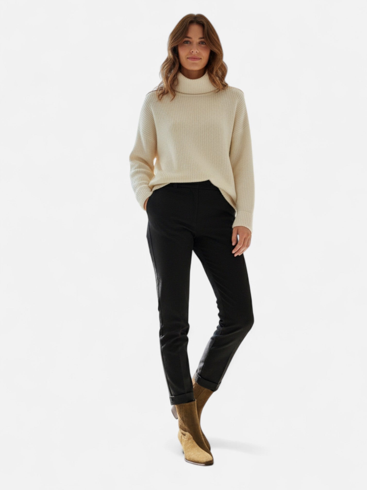 Maisonancien | Damskie botki Chelsea z imitacji zamszu