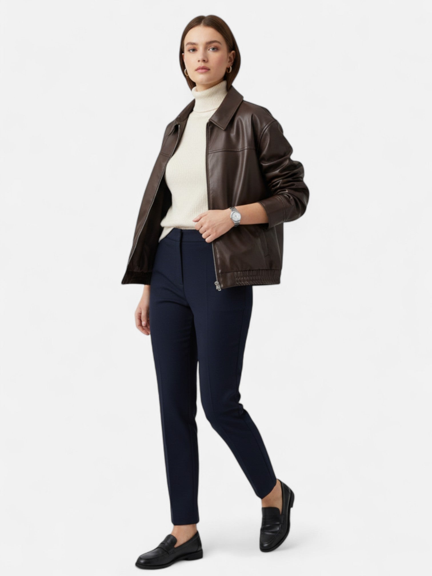 Maisonancien | Damska kurtka pilotka z imitacji skóry