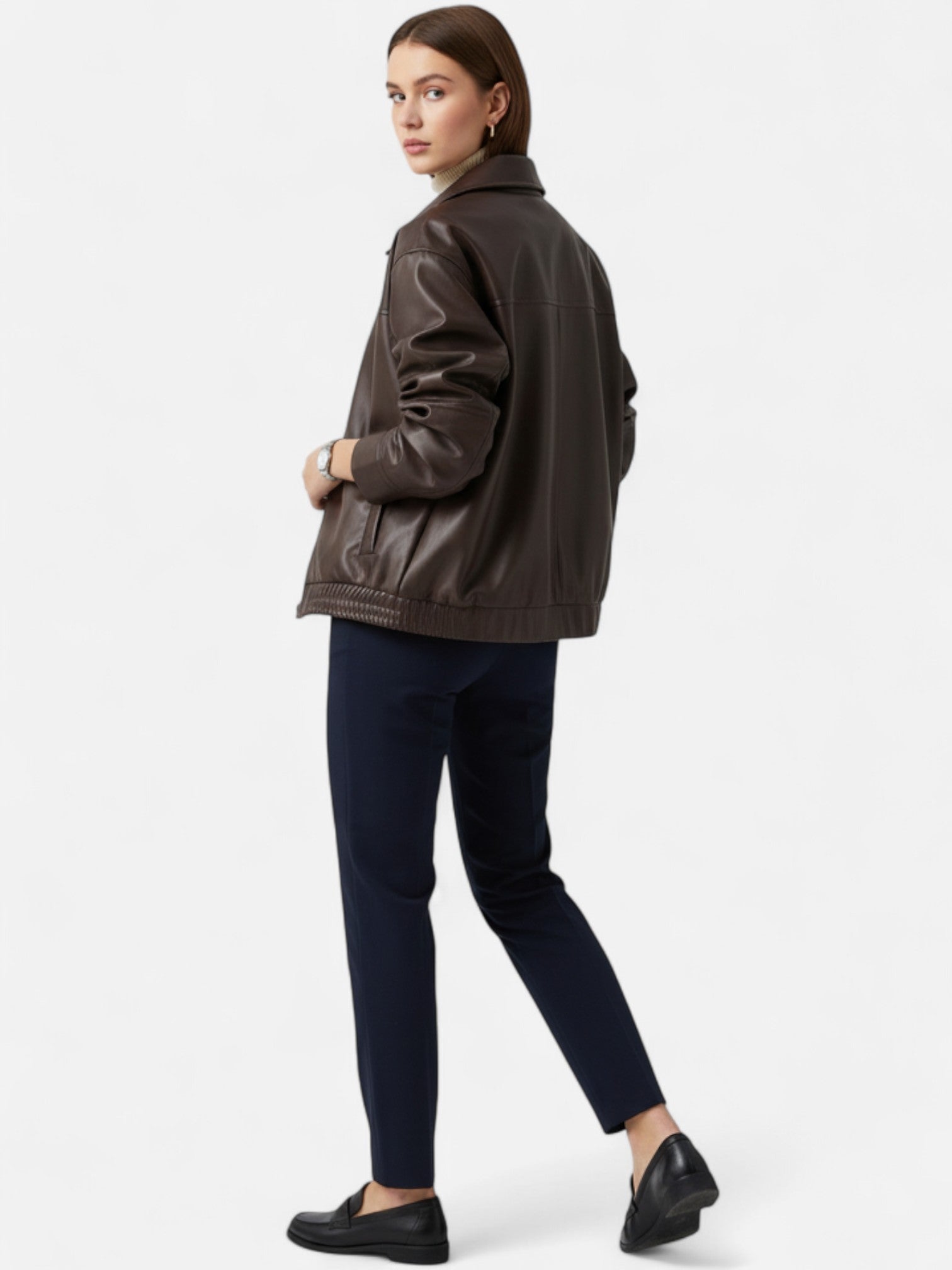 Maisonancien | Damska kurtka pilotka z imitacji skóry