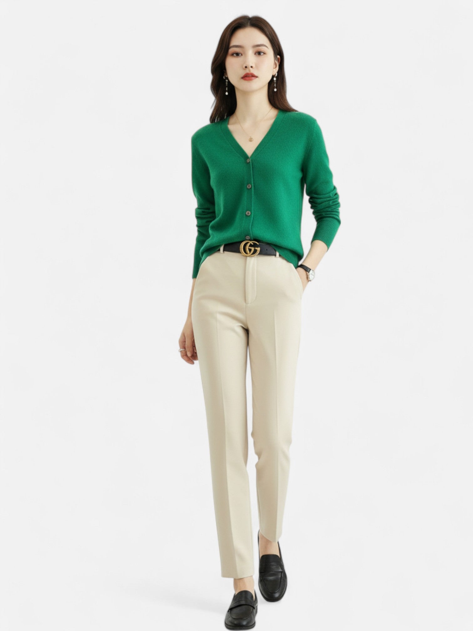 Maisonancien | Damski kardigan dzianinowy z dekoltem V