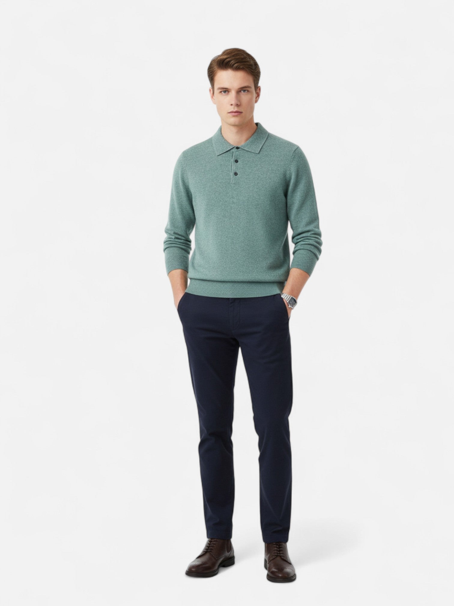 Maisonancien | Męski sweter polo z wełny merynosów