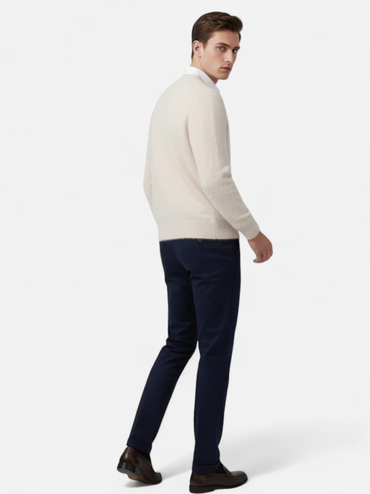 Maisonancien | Męski kardigan z dekoltem V z kaszmiru norkowego