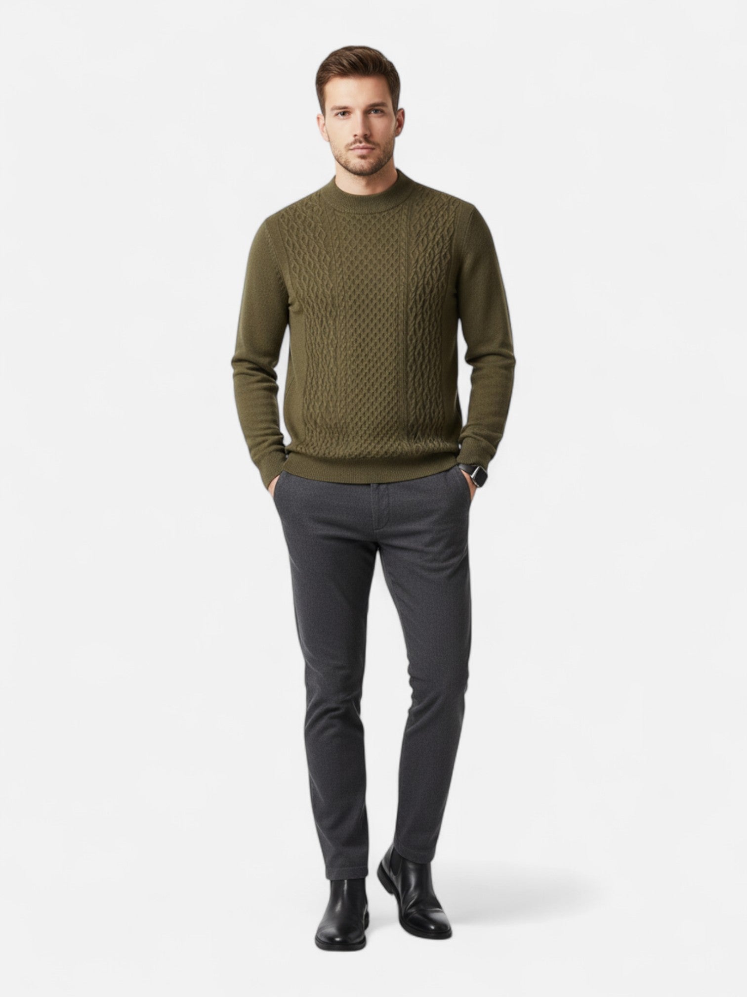 Maisonancien | Męski golf z okrągłym dekoltem i żakardem