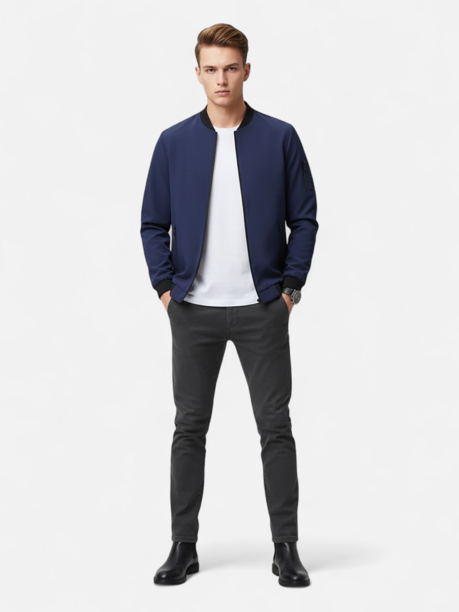 Maisonancien | Męska Kurtka z Kołnierzem Baseballowym