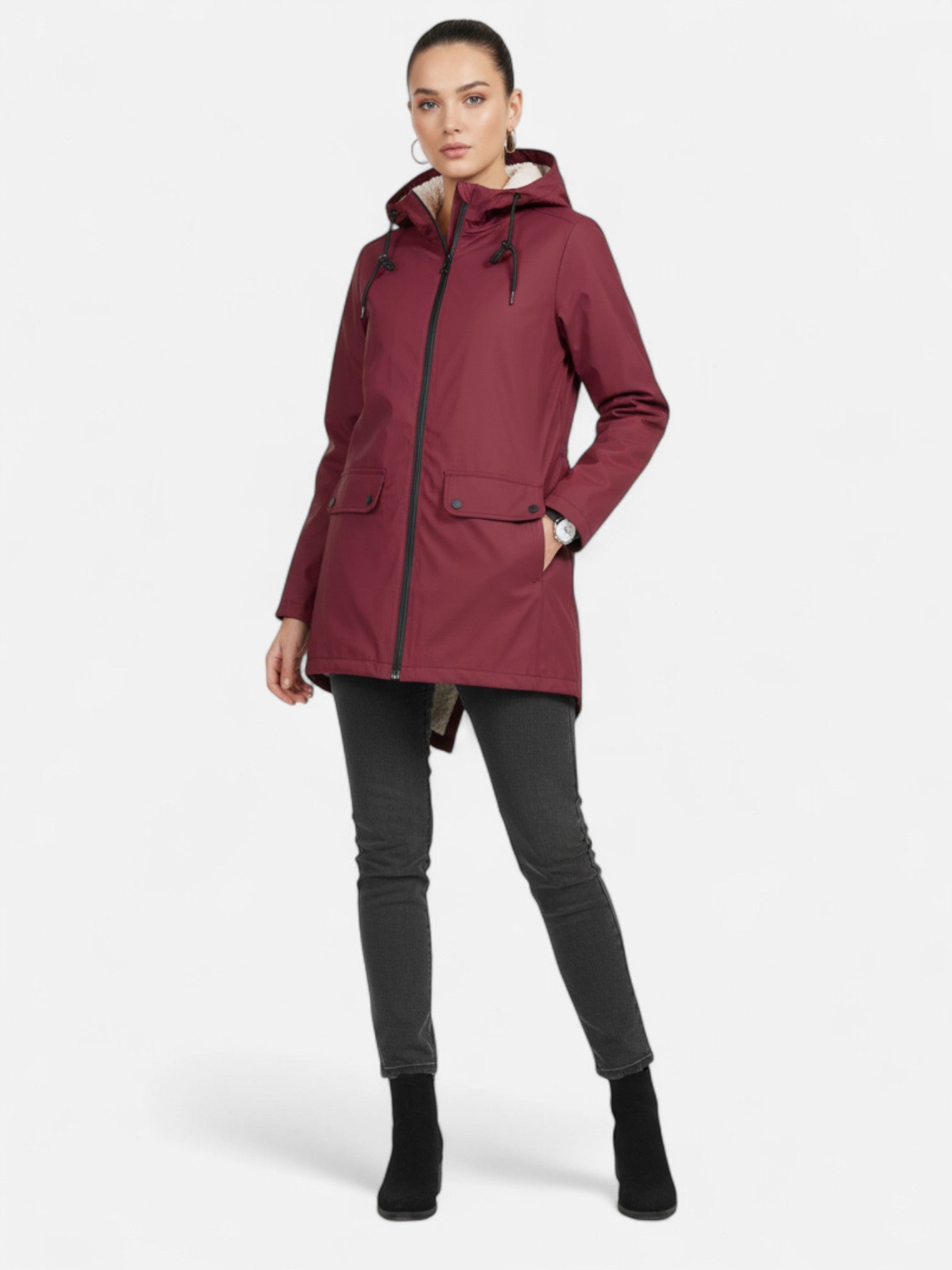 Maisonancien | Damska zimowa kurtka wiatrówka z kapturem