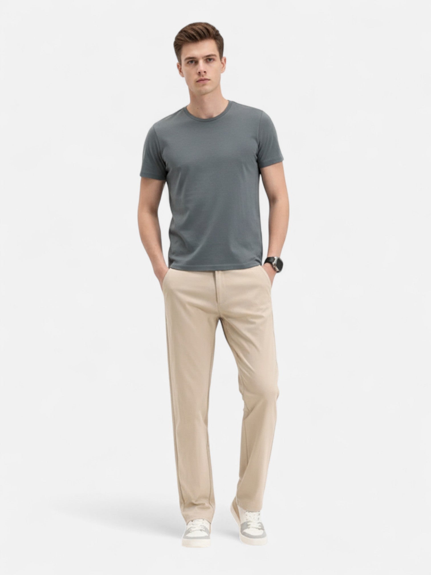 Maisonancien | Męskie proste spodnie koreańskie z oddychającej tkaniny