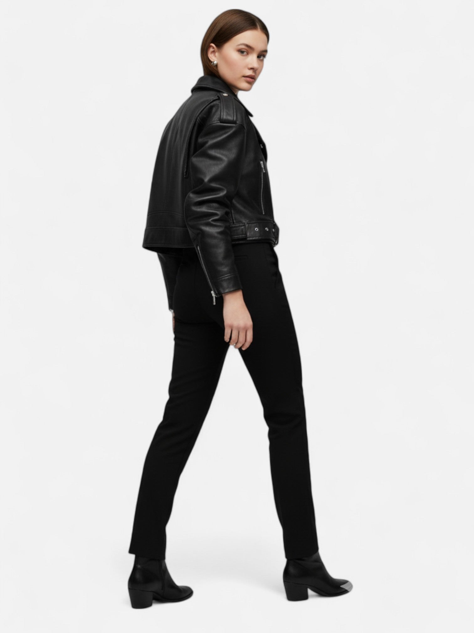 Maisonancien | Damska Kurtka Vintage – Pasek & Skórzany Look