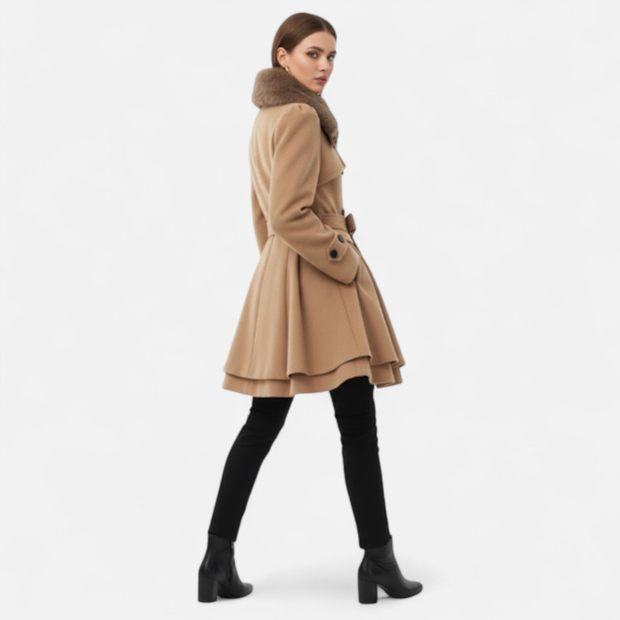 Maisonancien | Wełniany płaszcz Catherine z futrzanym kołnierzem