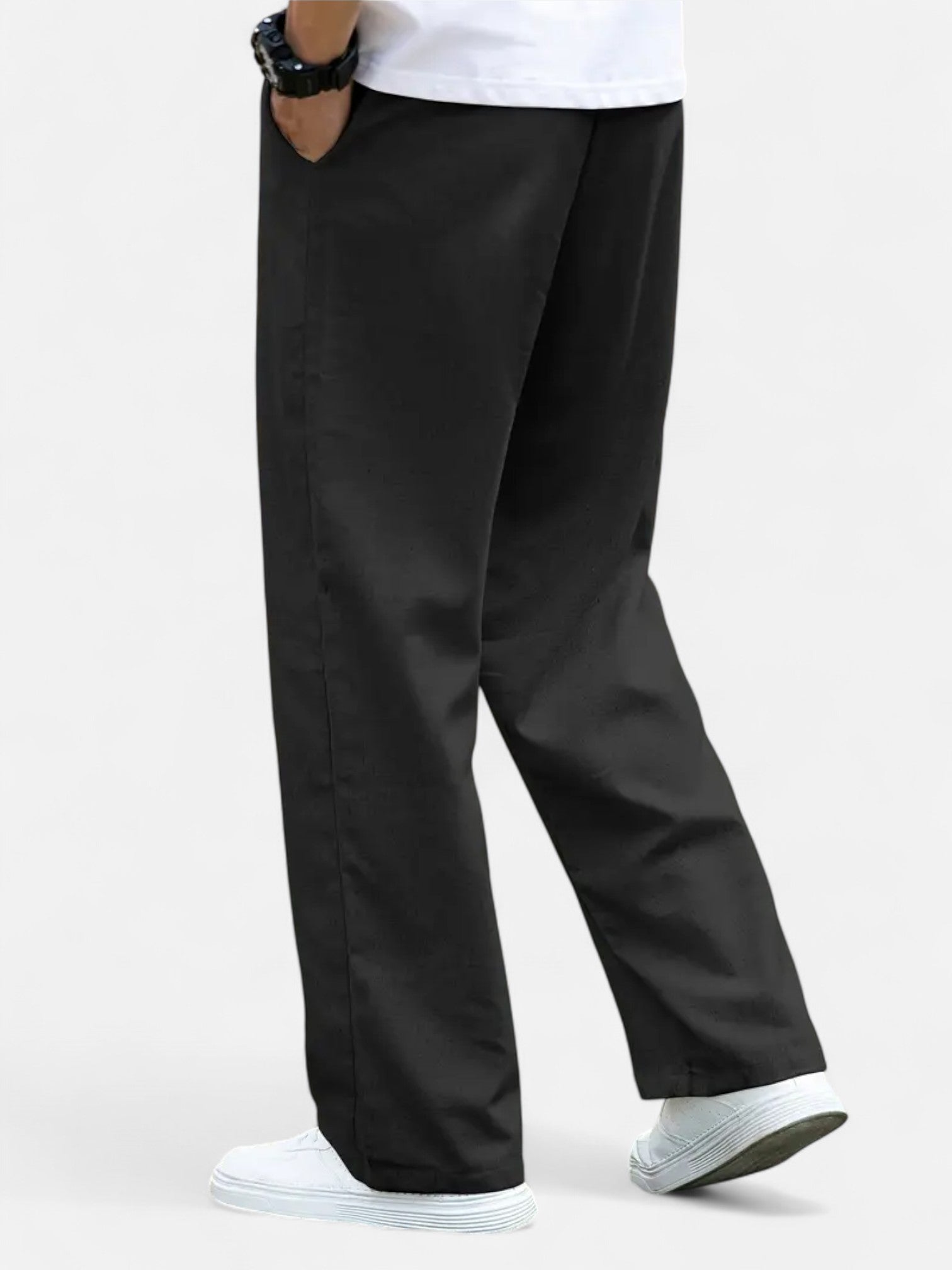 Maisonancien | Męskie Lniane Spodnie Casual – Prosty Krój, Całoroczne