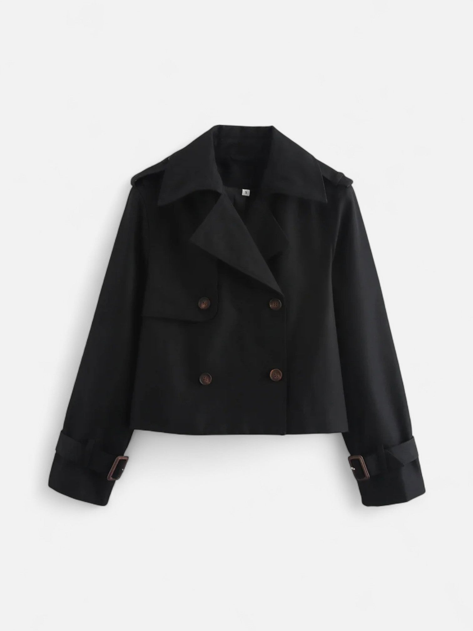 Maisonancien | Damski krótki trencz dwurzędowy z kołnierzem