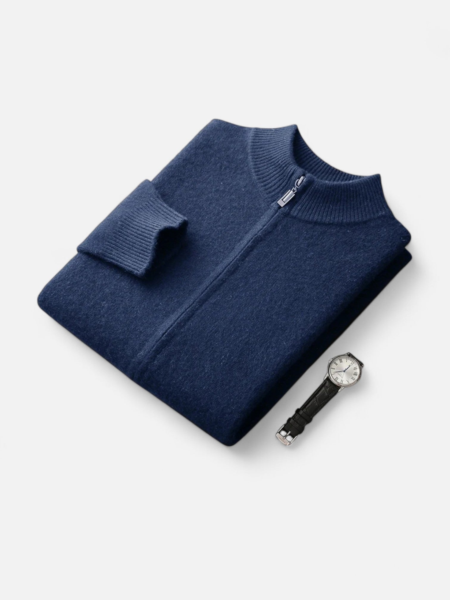 Maisonancien | Męski Sweter z Wełny Merino – Kardigan na Zamek z Kołnierzem